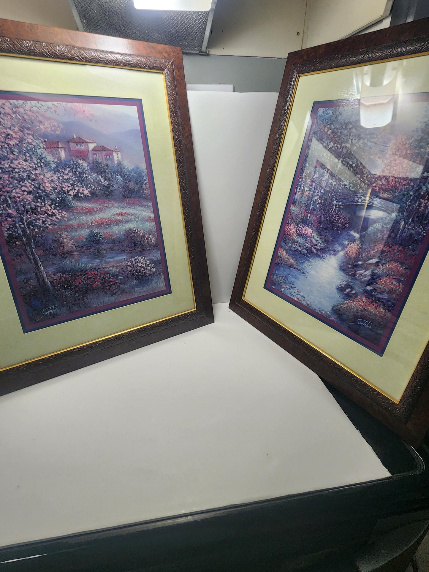 Sambataro Paintings Vintage LOT Of 2 Secluded Cabin Portrait - Decor - Wall Decor - Framed Pictures - Paintings - Sambataro