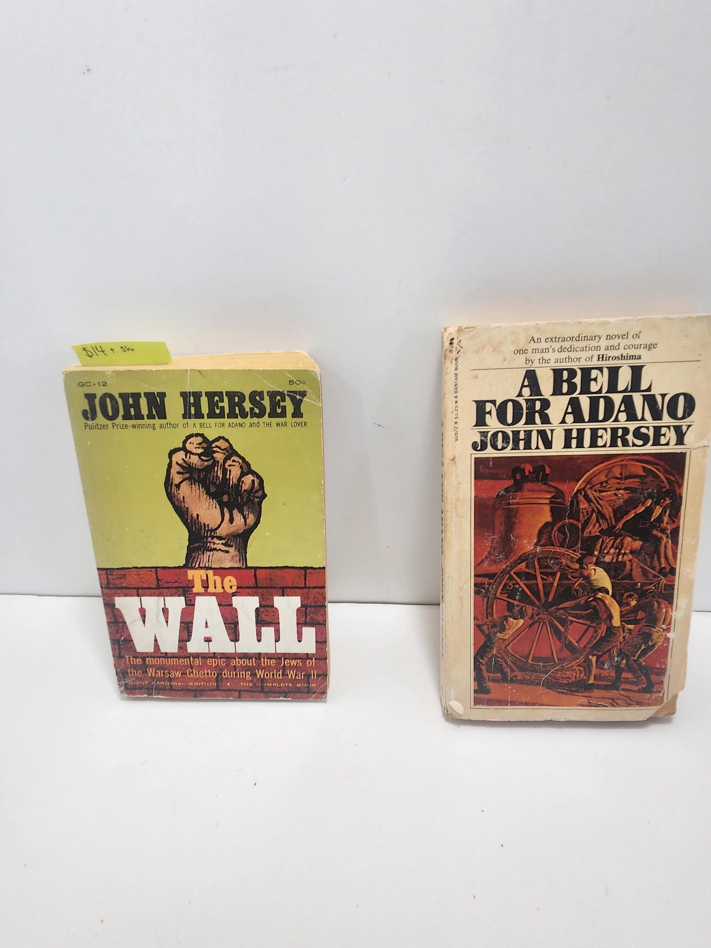John Hersey 1980's Paperback Books LOT Of 2 - Paperback Books - John Hersey Books - The Wall - A Bell For Adano - Vintage Books - 1980's