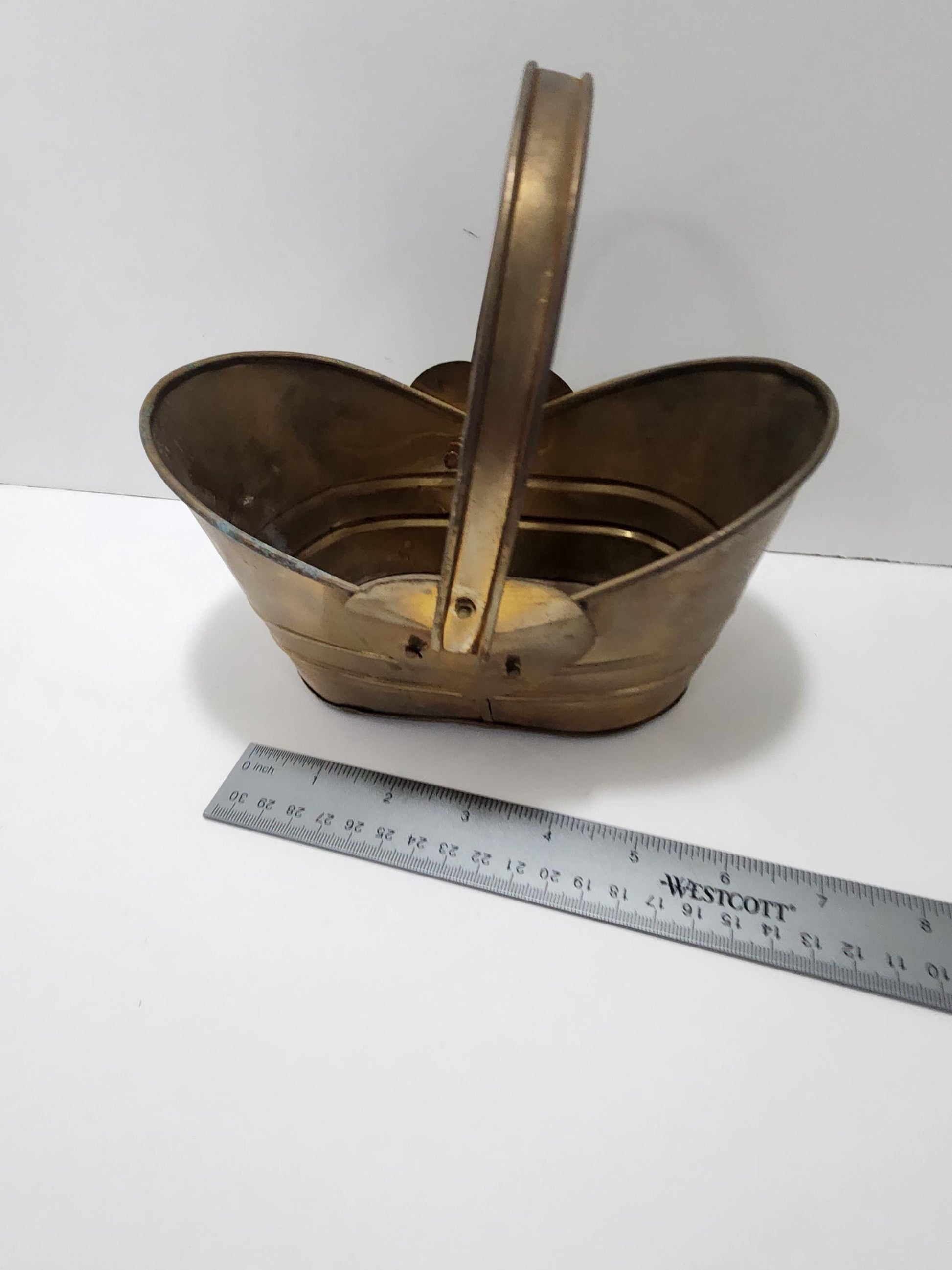 Vintage Brass Basket Bucket Style - Buckets - Brass - Vintage Brass - Brass Basket - Baskets - Vintage Basket - Decor