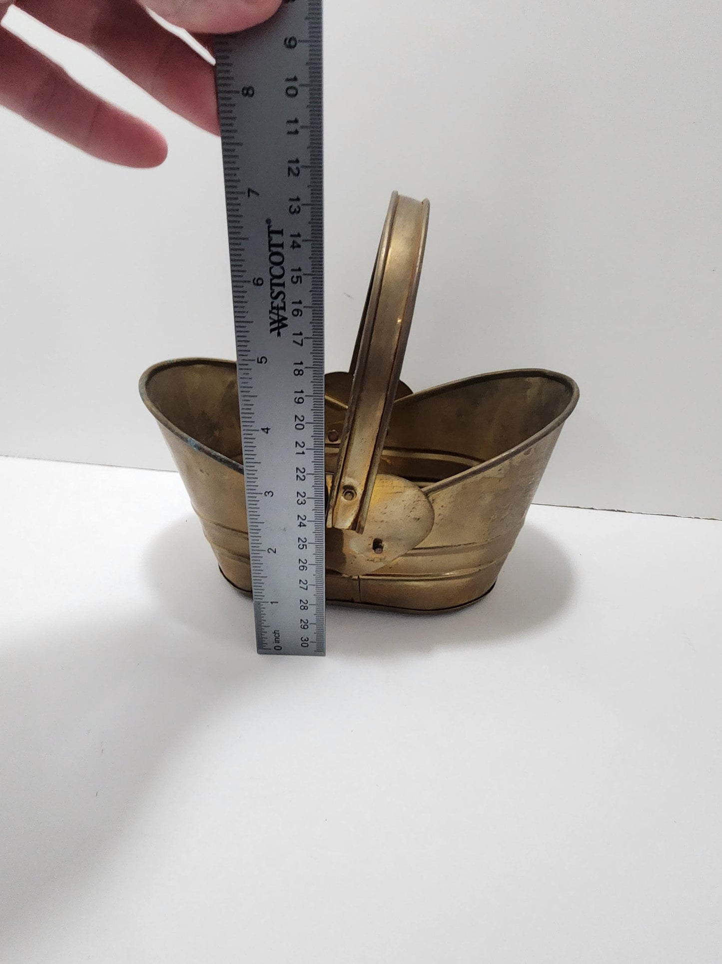 Vintage Brass Basket Bucket Style - Buckets - Brass - Vintage Brass - Brass Basket - Baskets - Vintage Basket - Decor