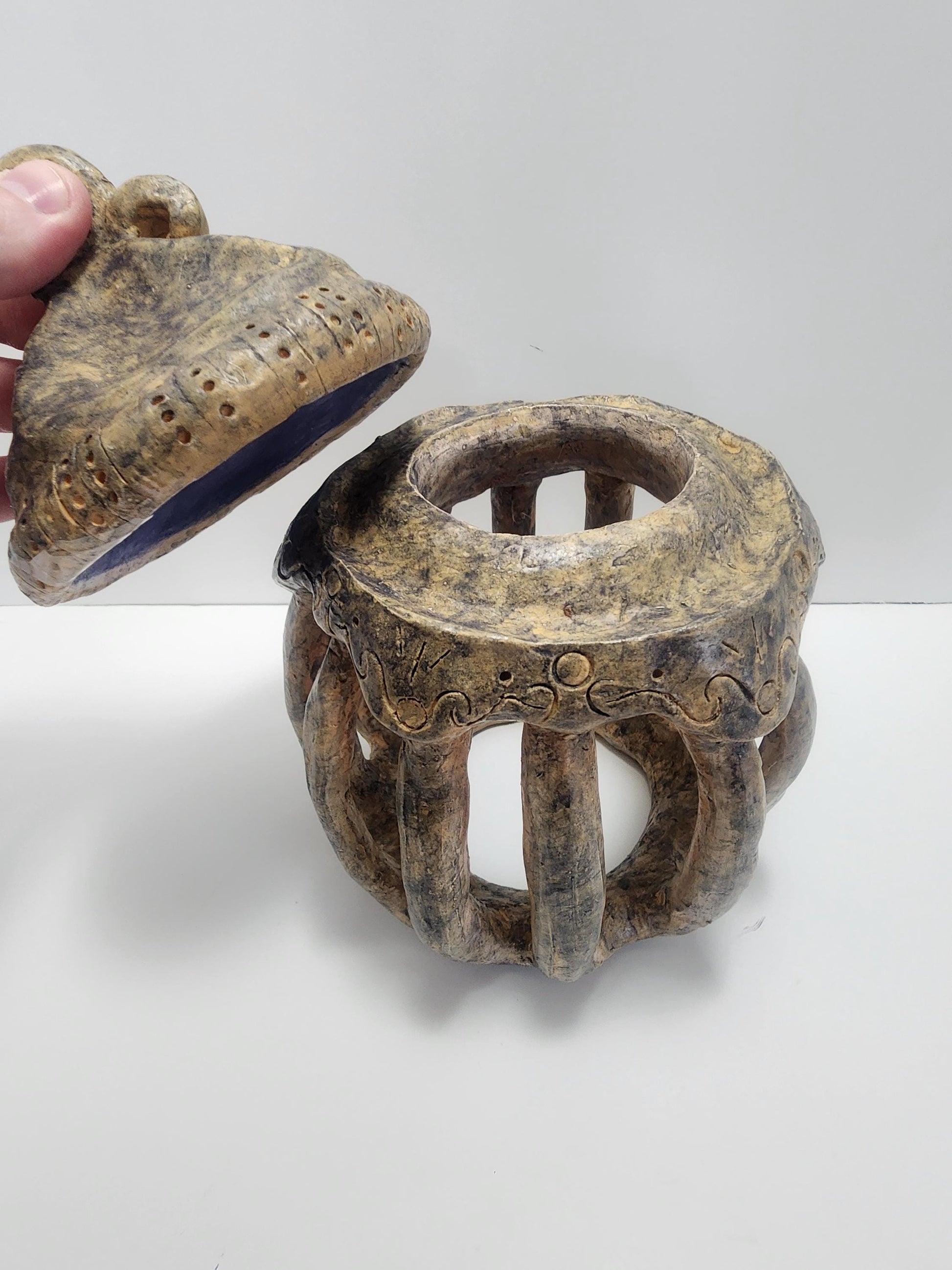 Vintage Handmade Pottery Container Jar Lantern - Lanterns - Handmade - Pottery - Jars - Containers