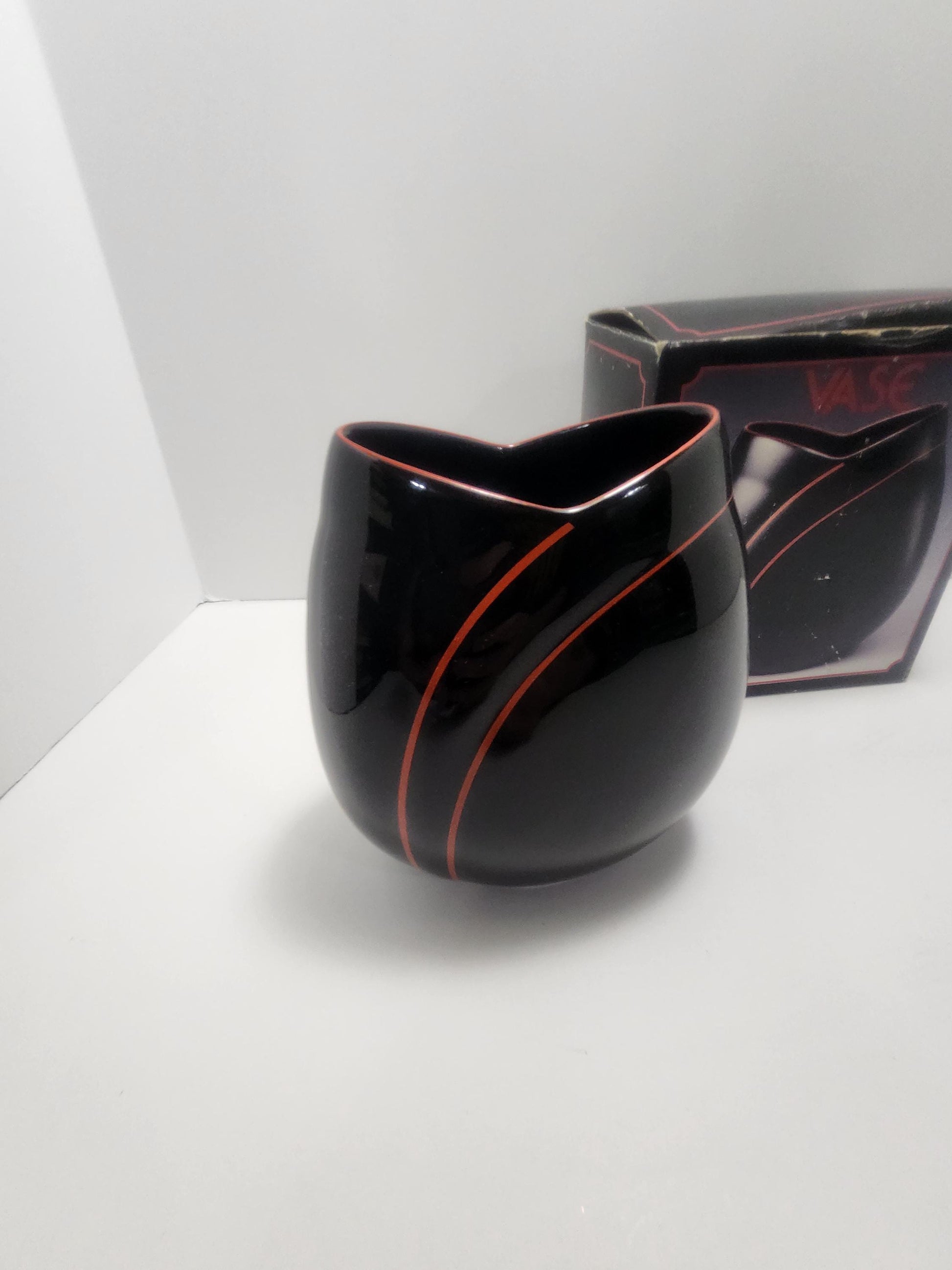 1980's RARE Siezan Black Japan Vase - Vase - Vases - Vintage Vase - Japan - Black Decor - Black Vase - Siezan