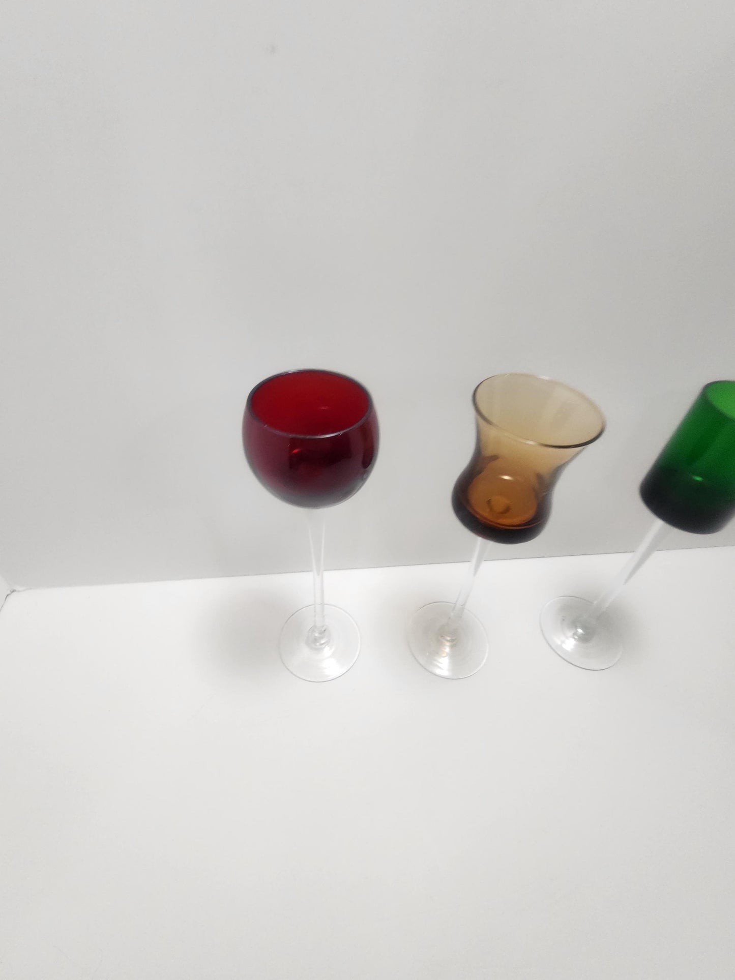 Vintage Amber Liqueur Glass With Long Stems SET Of 3 - Koloman Moser - Moser Pope Collection - Amber Glass - Glasses - Shot Glass