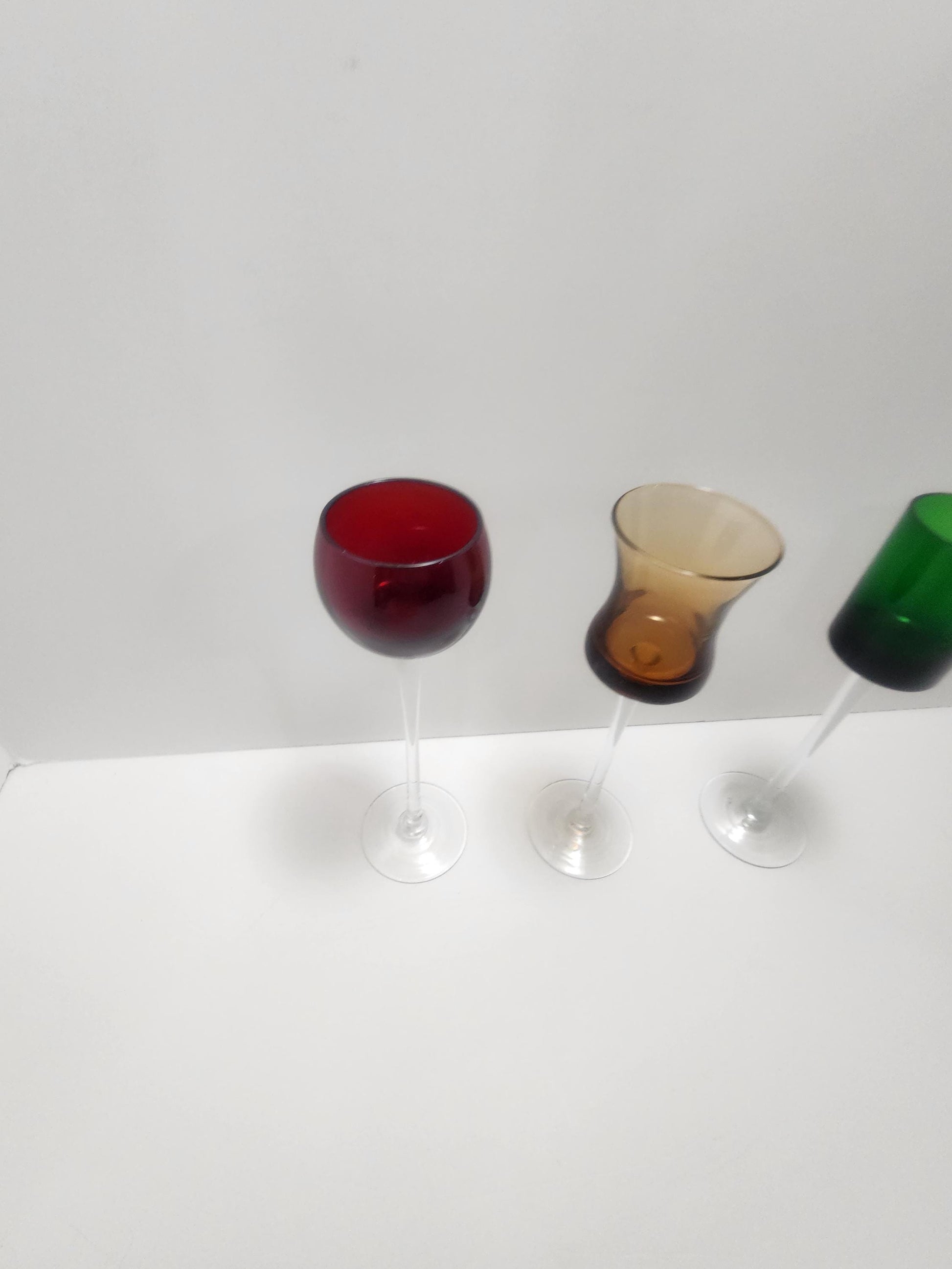 Vintage Amber Liqueur Glass With Long Stems SET Of 3 - Koloman Moser - Moser Pope Collection - Amber Glass - Glasses - Shot Glass