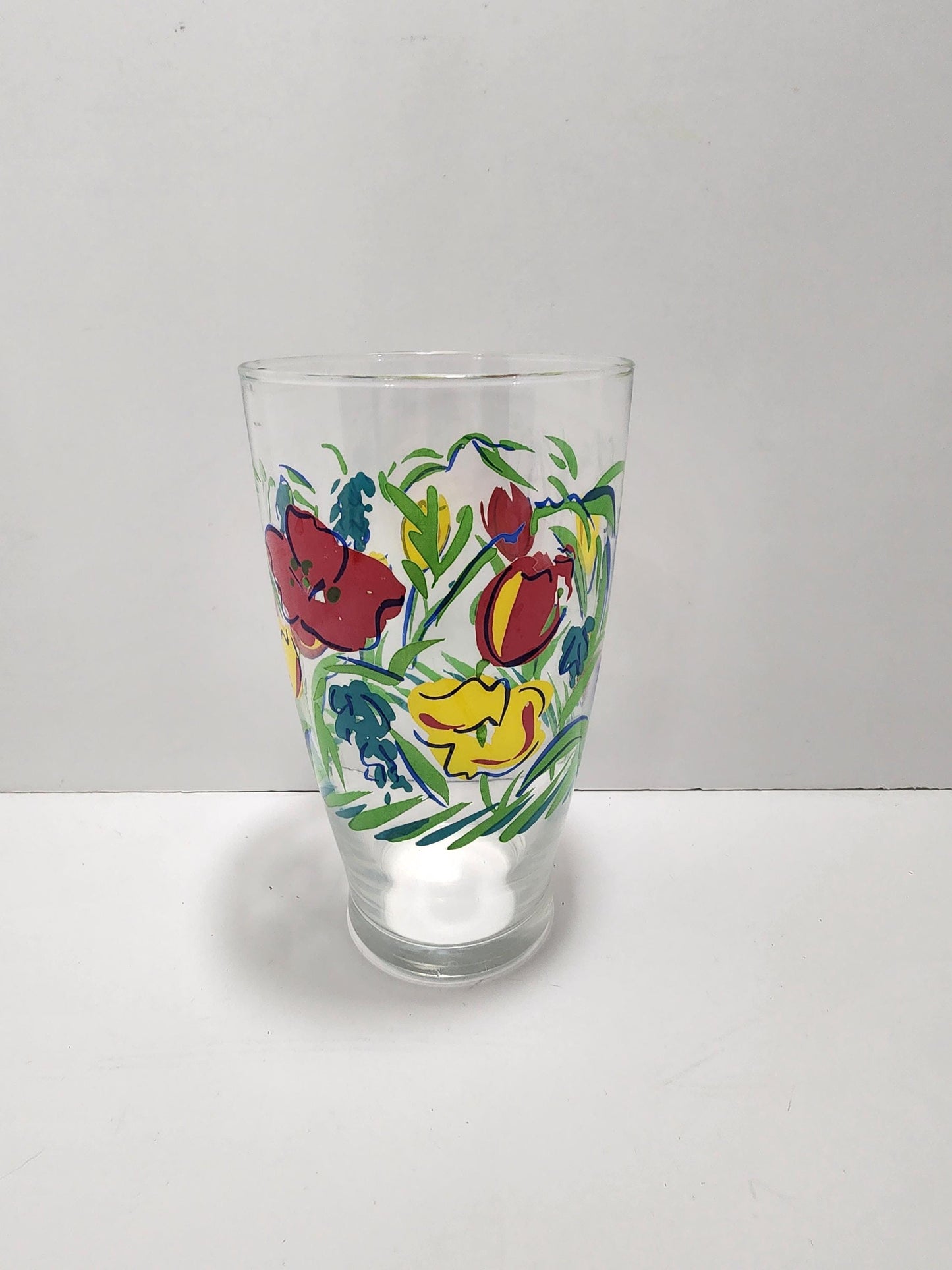 Floral Design Vintage Glass - Drinking Glass - Glasses - Vintage Glass - Spring - Flowers - Flowers Gifts - Floral Design