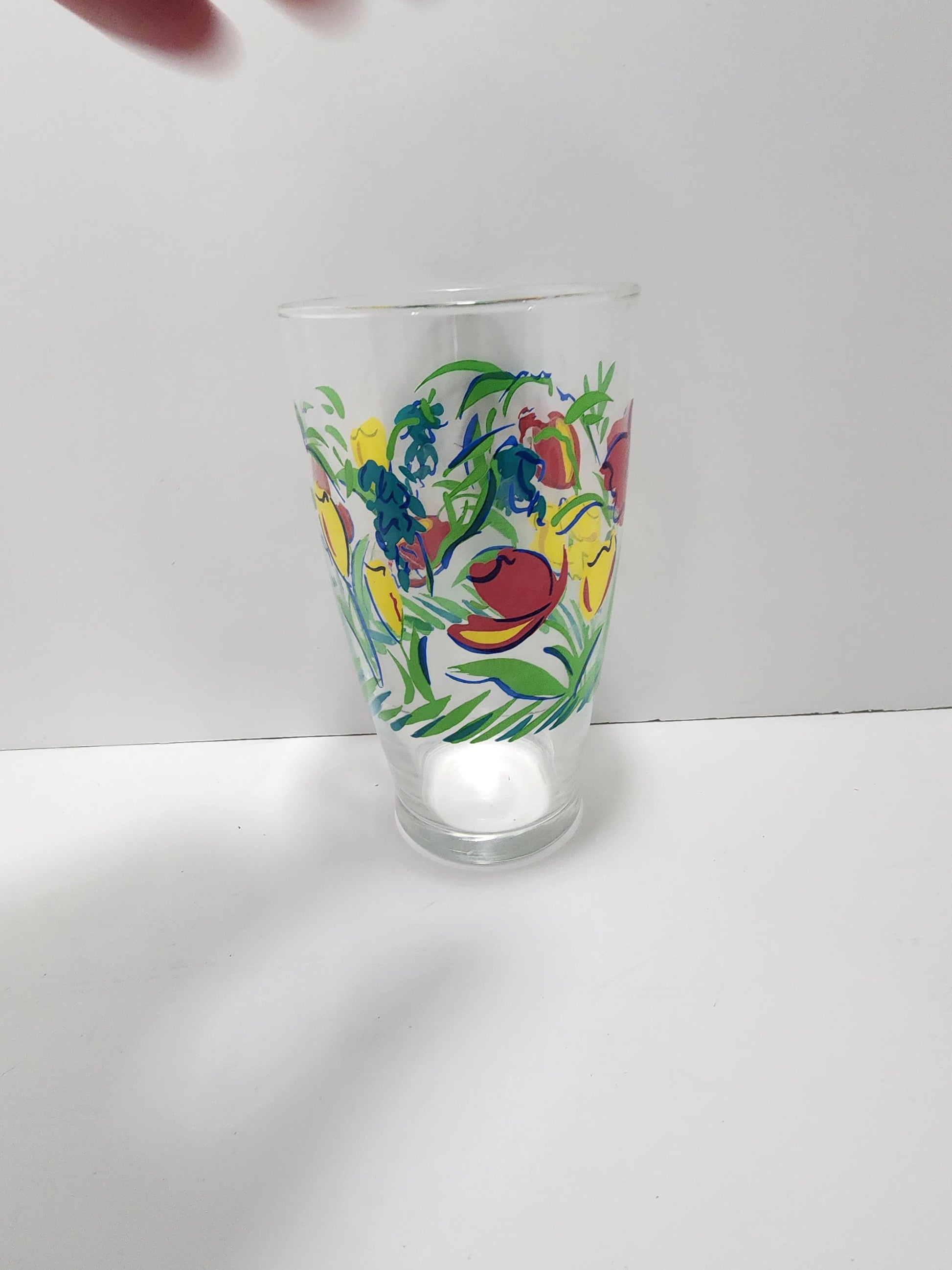Floral Design Vintage Glass - Drinking Glass - Glasses - Vintage Glass - Spring - Flowers - Flowers Gifts - Floral Design