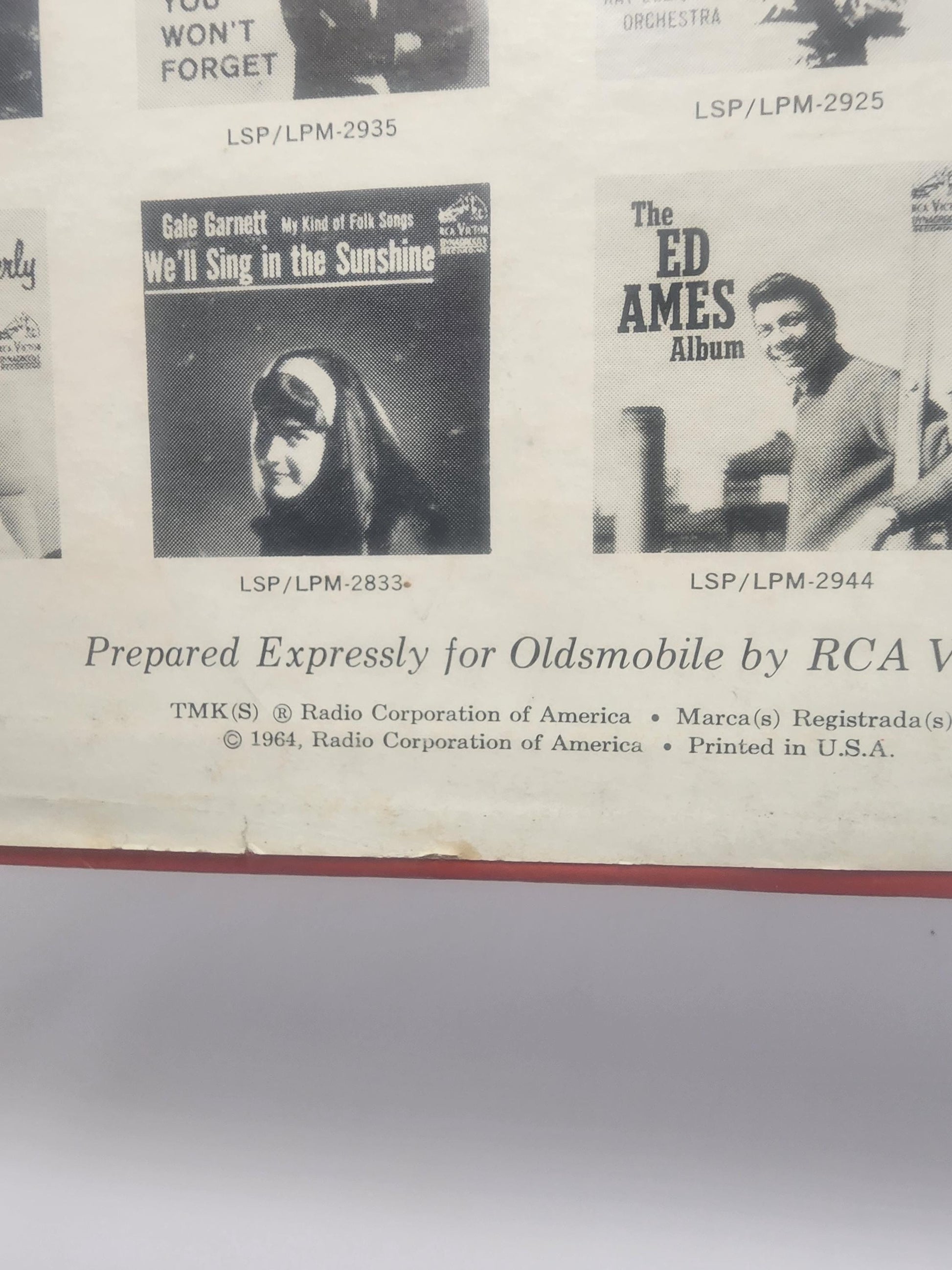 1964 Oldsmobile Stars In Action Vintage Vinyl LP Record - Vinyl - Vinyl Records - LP Records - Oldsmobile - 1960's - Vintage Music