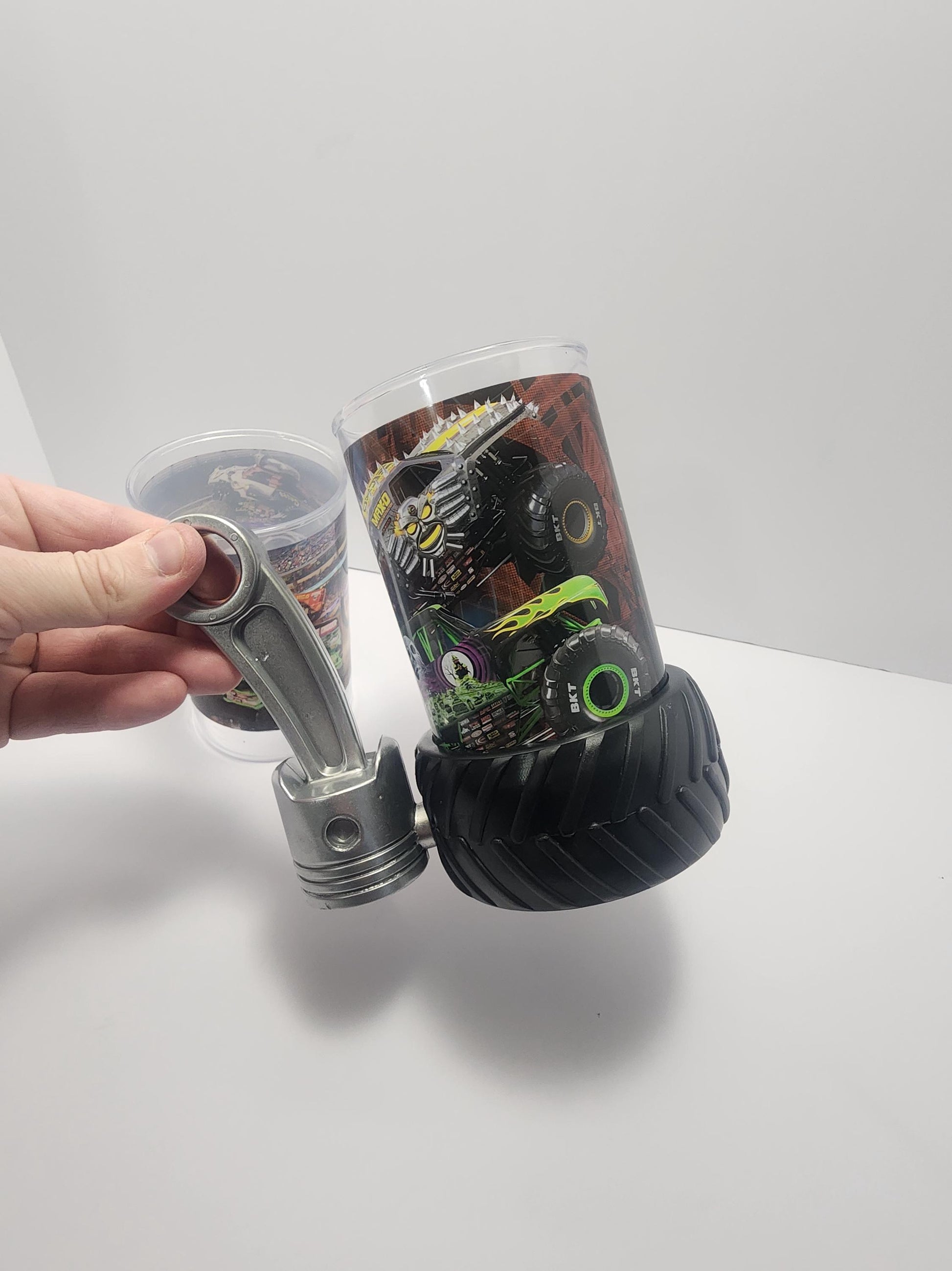 Monster Jam Kids Plastic Cup And Wheel Cup Holder - Monster Jam - Monster Trucks - Kids Cups - Plastic Cups - Cup Holders - Tumblers