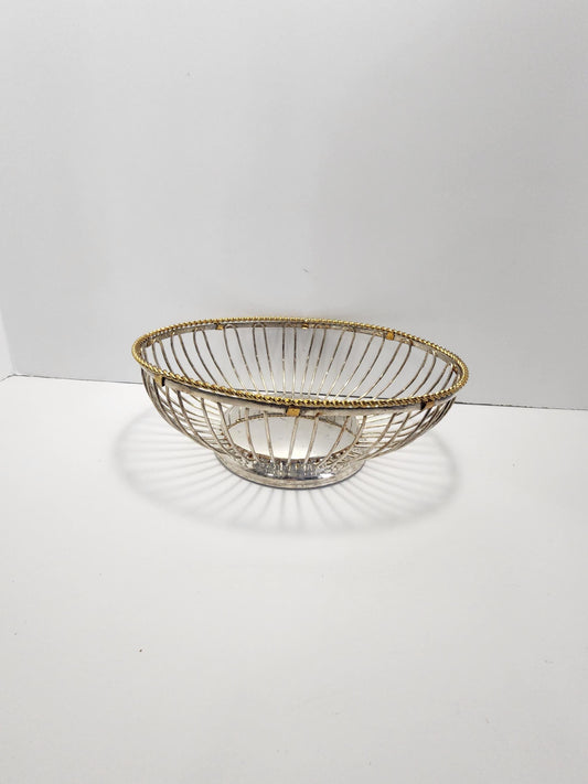 MCM Vintage Silver & Gold Wire Basket - Baskets - Wire Basket - Mcm - Mcm Basket - Kitchen - Kitchen Decor - Bowls