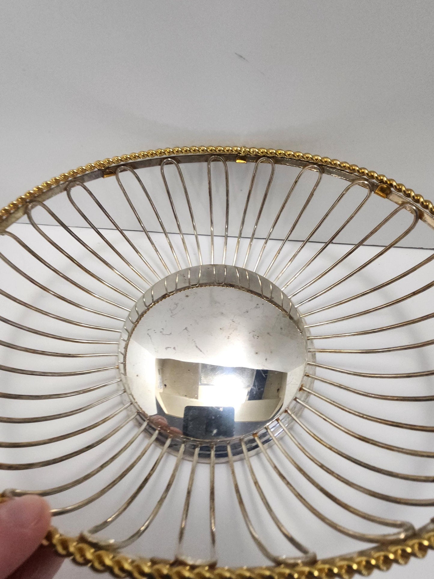 MCM Vintage Silver & Gold Wire Basket - Baskets - Wire Basket - Mcm - Mcm Basket - Kitchen - Kitchen Decor - Bowls