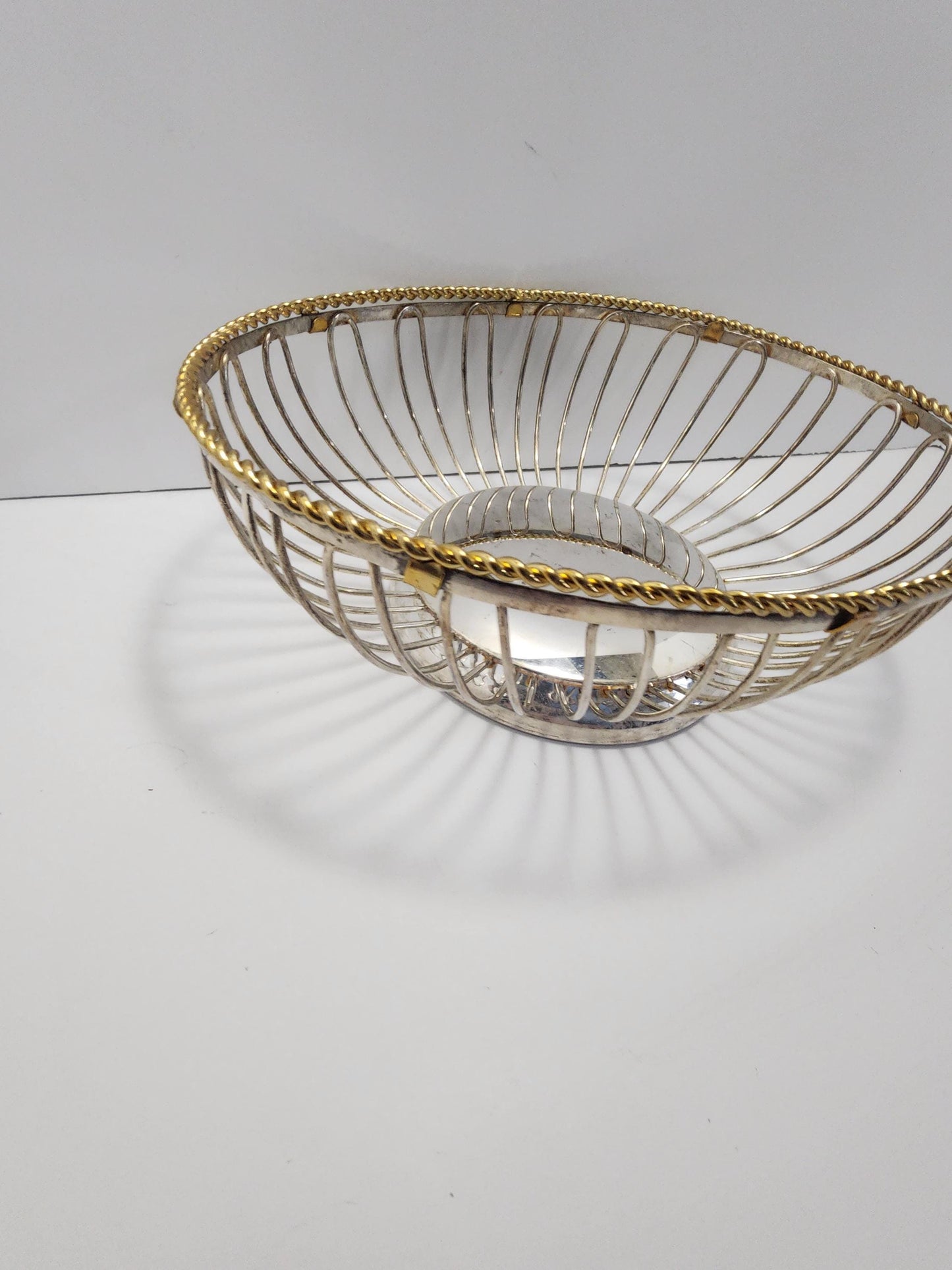 MCM Vintage Silver & Gold Wire Basket - Baskets - Wire Basket - Mcm - Mcm Basket - Kitchen - Kitchen Decor - Bowls