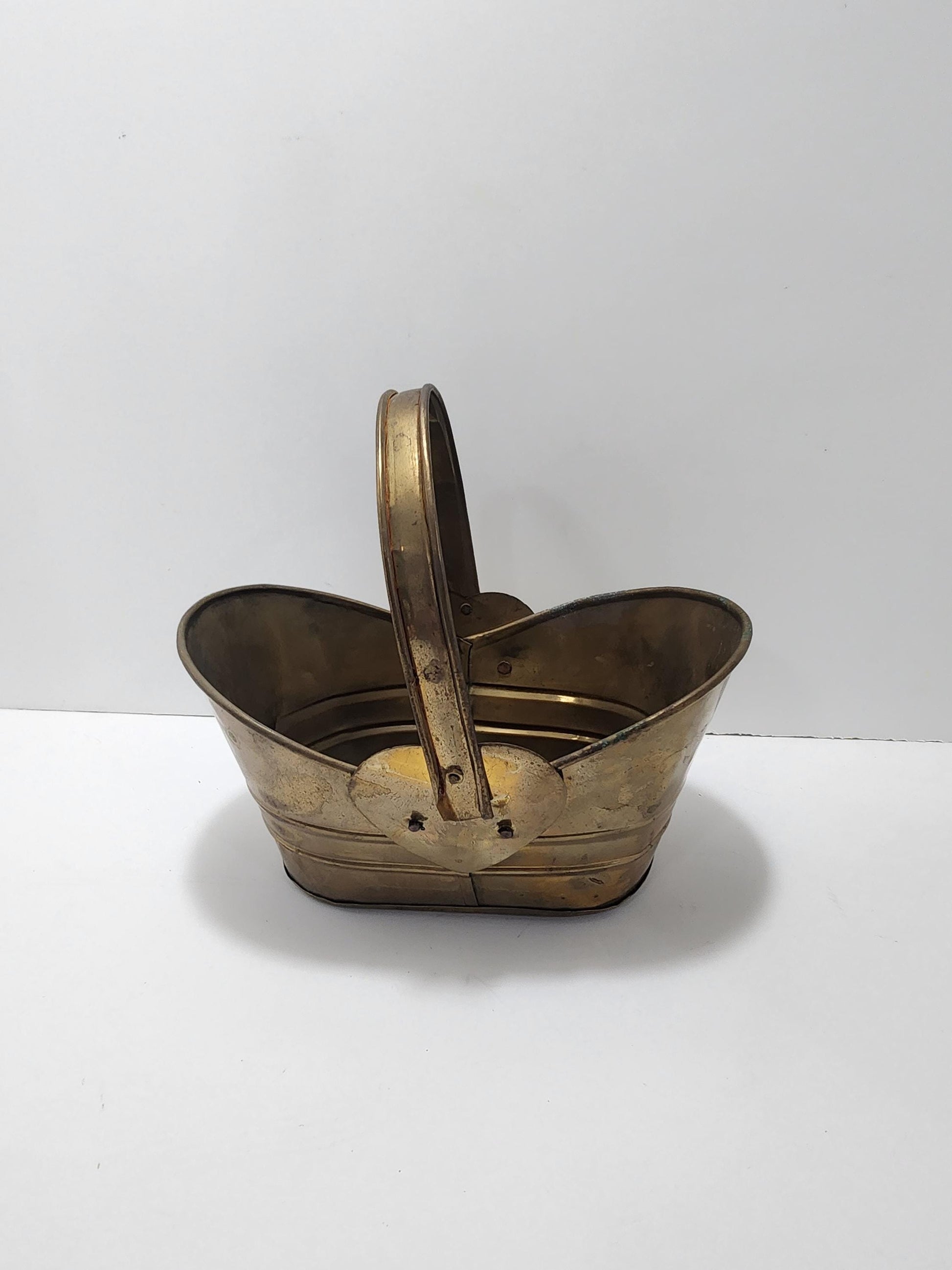 Vintage Brass Basket Bucket Style - Buckets - Brass - Vintage Brass - Brass Basket - Baskets - Vintage Basket - Decor