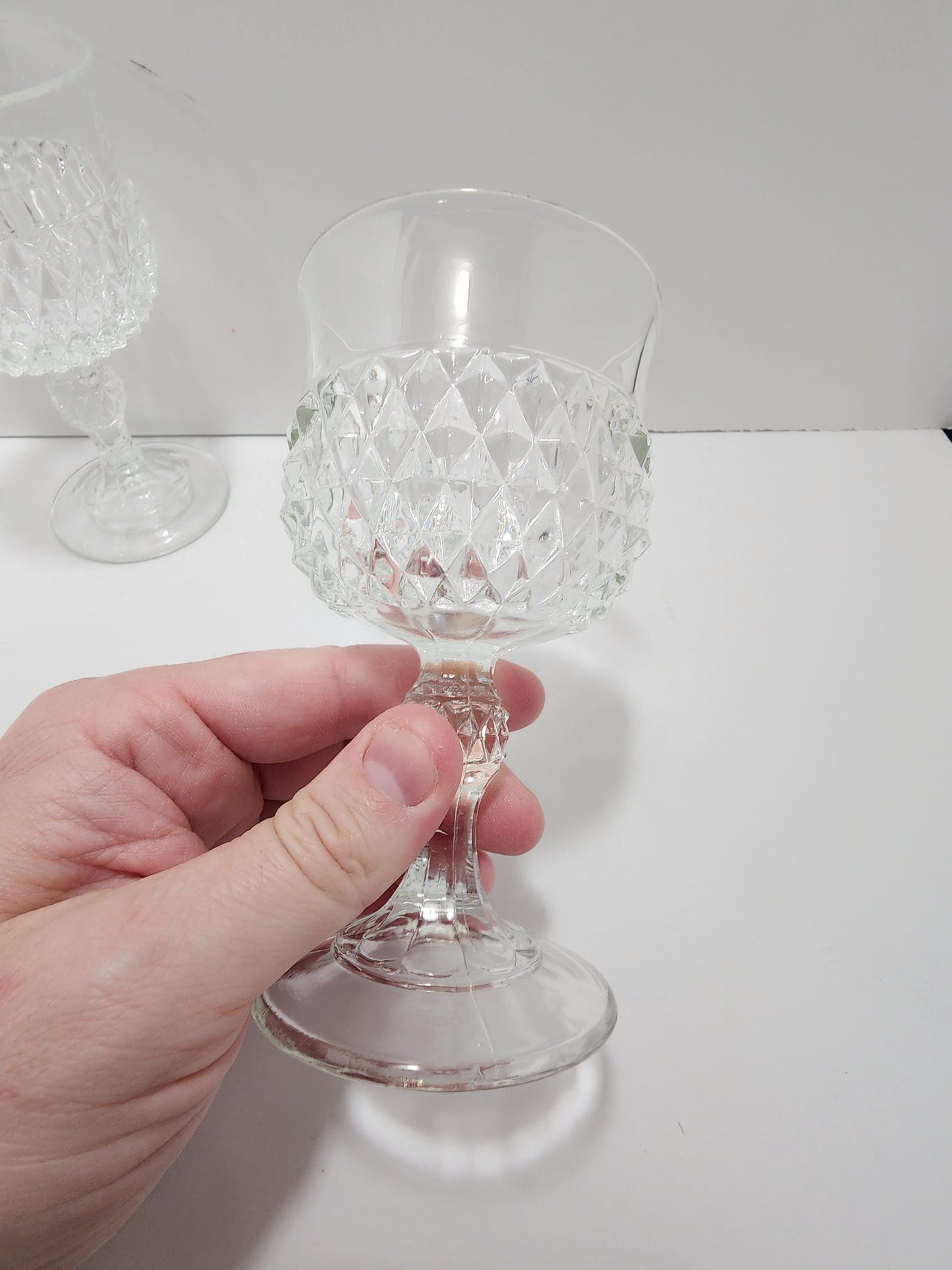 Indiana Glass Vintage Diamond Print Glasses SET Of 4 - Glasses - Tumblers - Indiana Glass - Diamond Glass - Glass Set - Drinkware