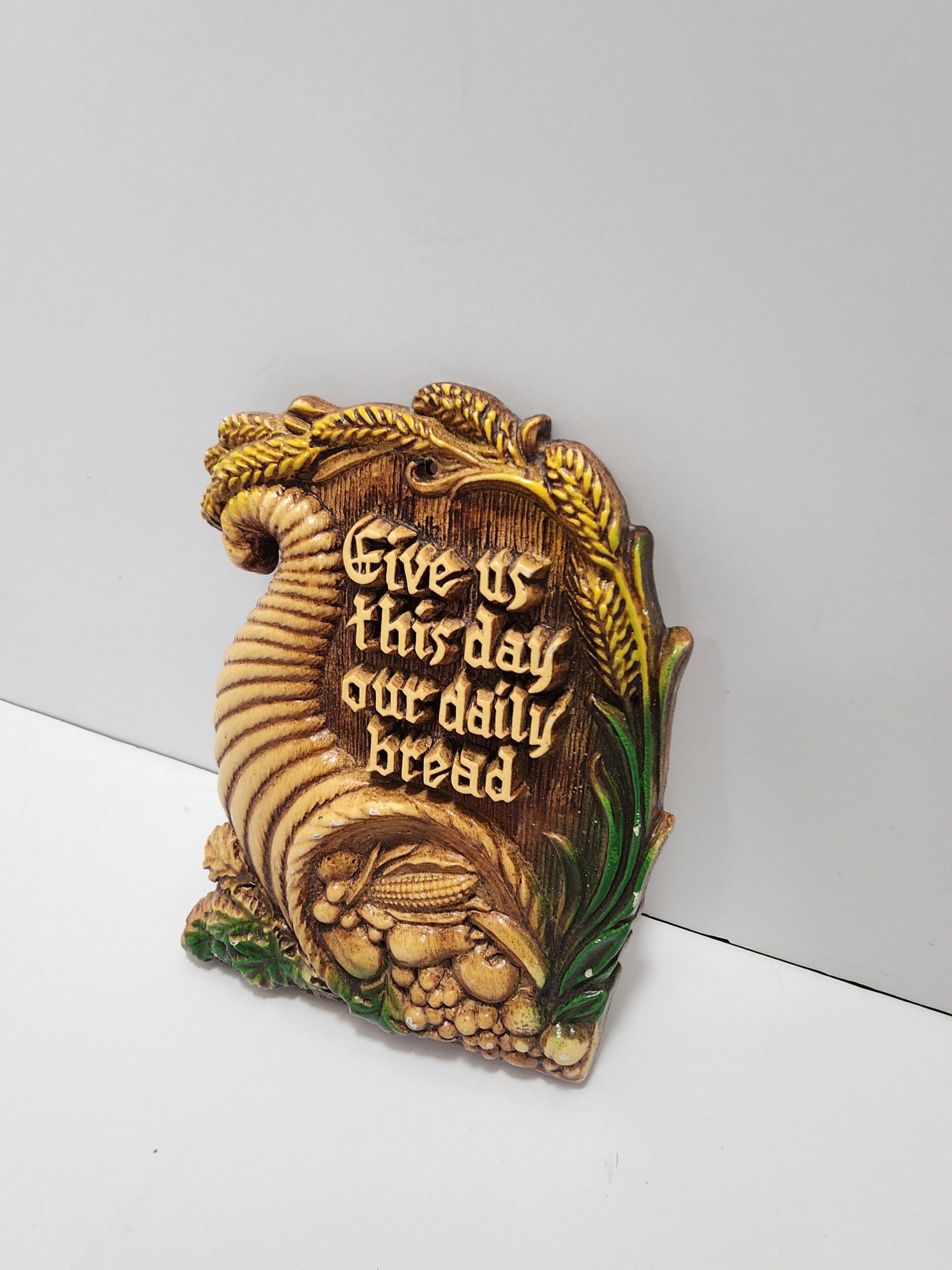 1960's Wall Plaque "Give Us This Day Our Daily Bread" - Wall Decor - Religion - Religious Gifts - Religious Decor - Daily Bread - Church