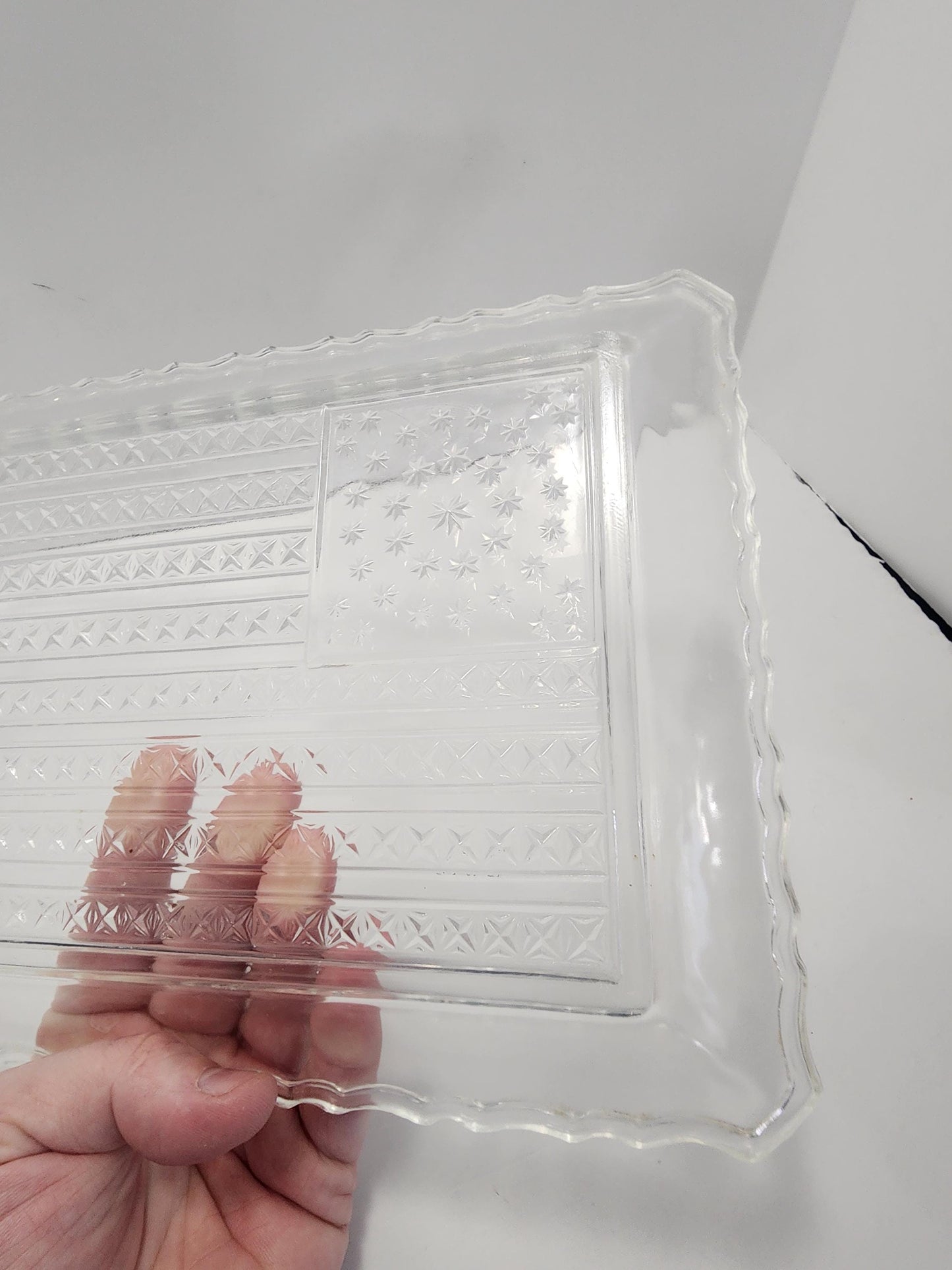 Vintage Colonial American Flag Glass Mold Serving Dish - American - American Flag - Glass - RARE - Colonial - Dish - Serving Tray