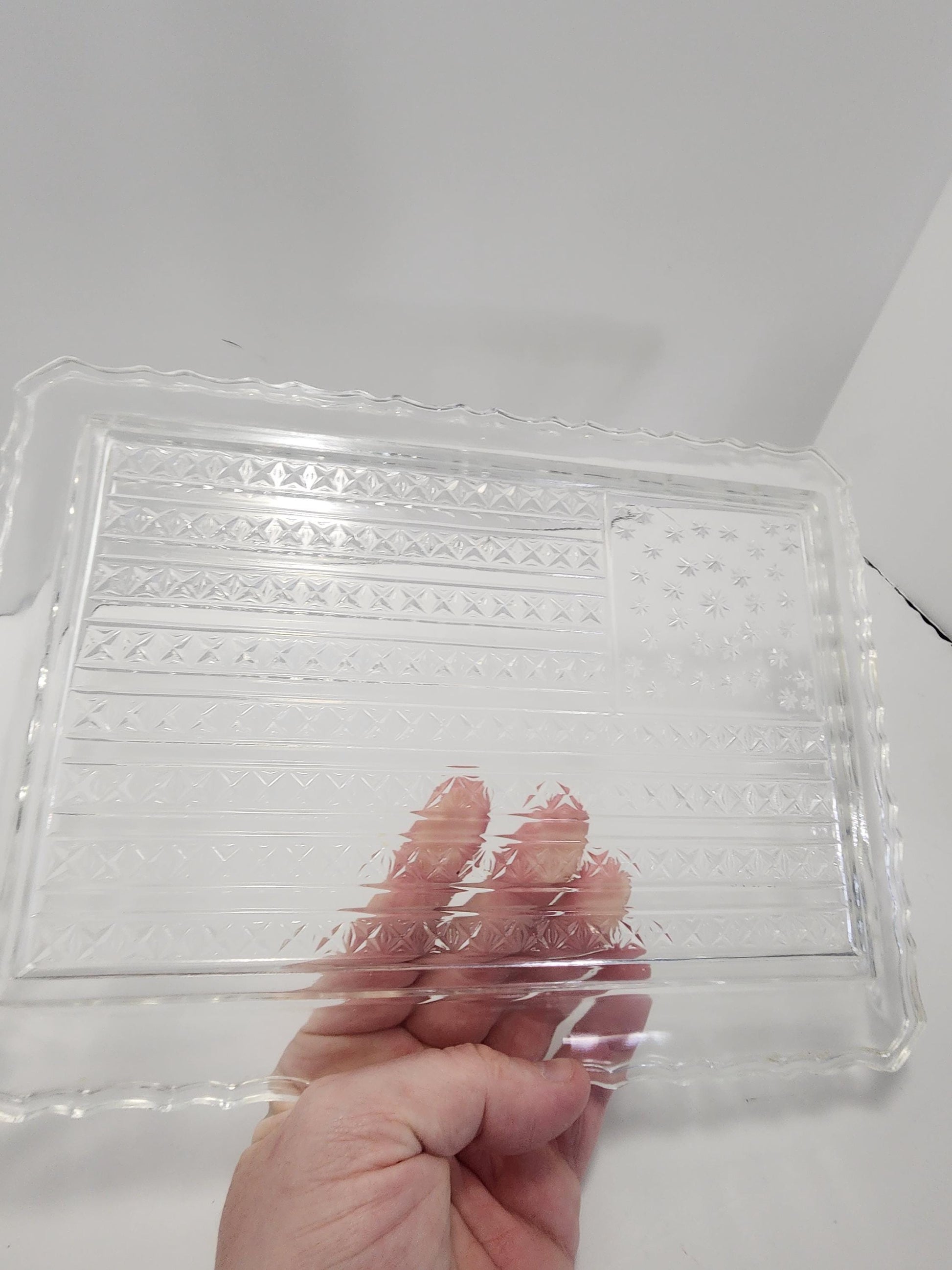 Vintage Colonial American Flag Glass Mold Serving Dish - American - American Flag - Glass - RARE - Colonial - Dish - Serving Tray