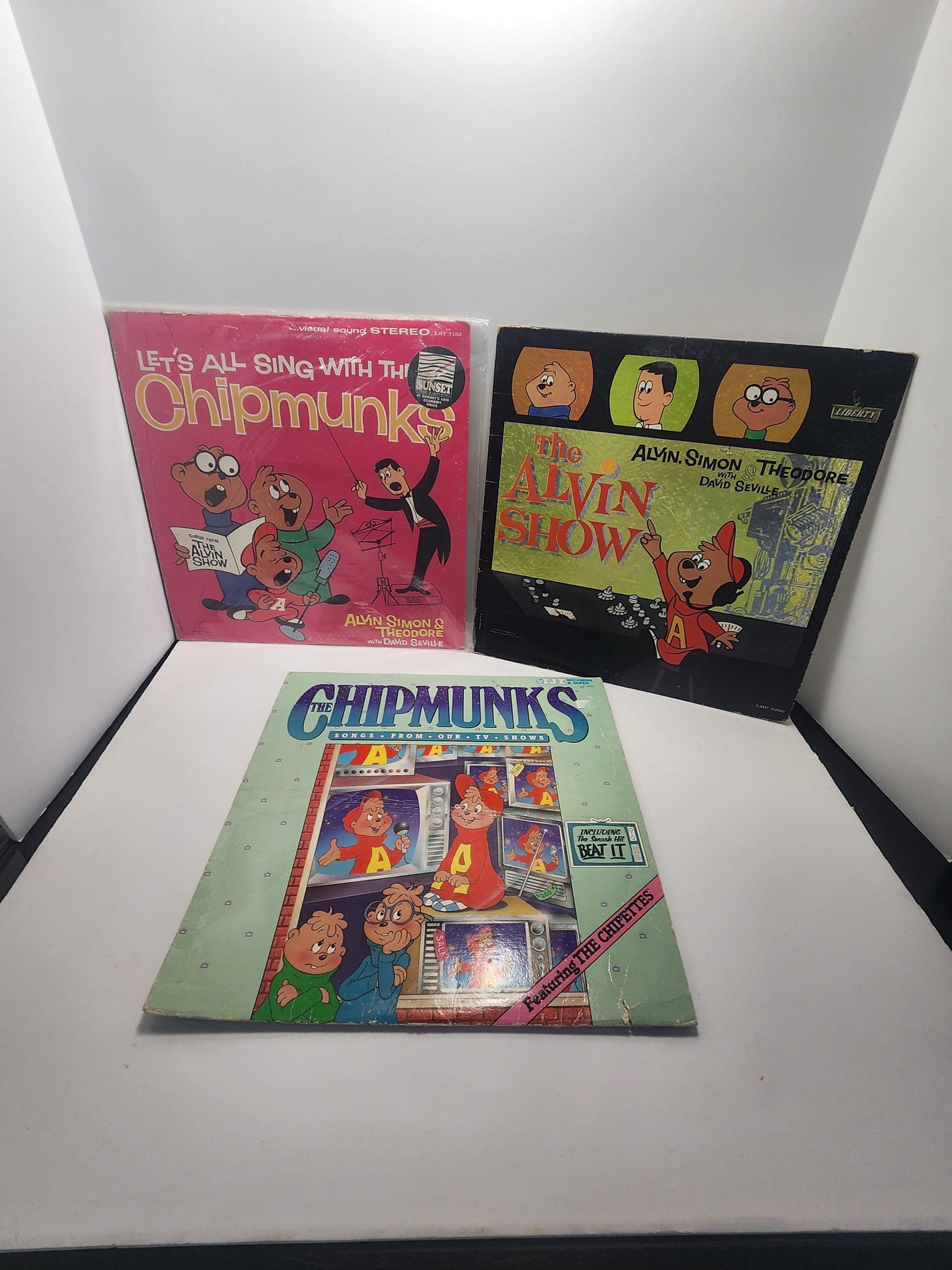 Alvin & The Chipmunks Vinyl Records LOT Of 3 1970's - Alvin And The Chipmunks - Vinyl - Vinyl LP Records - Vintage Records - Cartoons