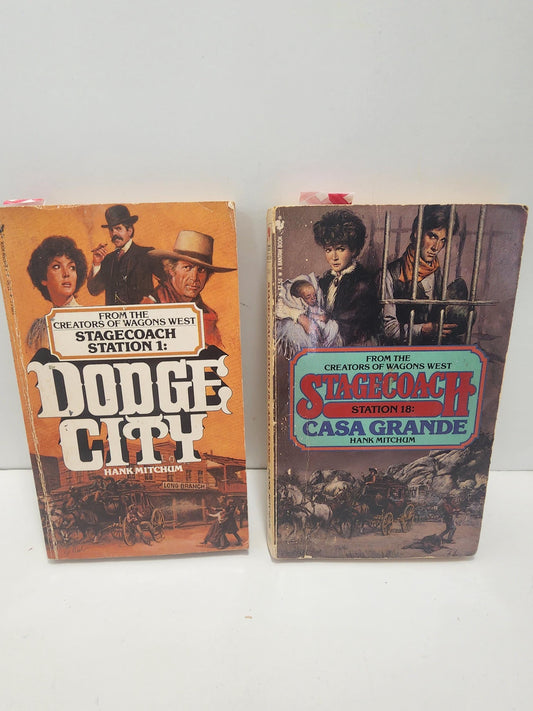 Stagecoach Station Vintage Book Series LOT Of 2 - Hank Mitchum - Hank Mitchhum Books - Westerns - Western Books - Paperback Books