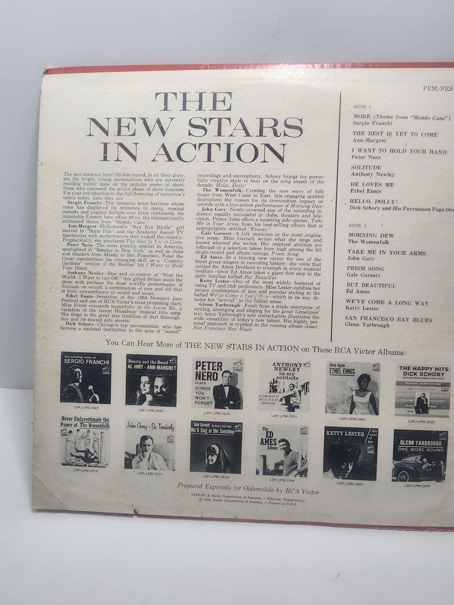 1964 Oldsmobile Stars In Action Vintage Vinyl LP Record - Vinyl - Vinyl Records - LP Records - Oldsmobile - 1960's - Vintage Music