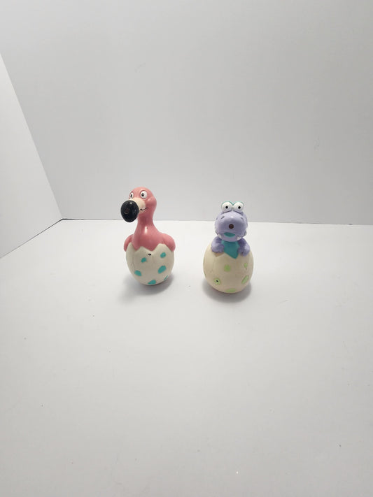 1960's Fisher Price Squeaky Zoo Animals Hatchings Vintage Toys LOT Of 2 - Zoo Animals - Eggs - Hatching- Squeaky Toys - Bath Toys