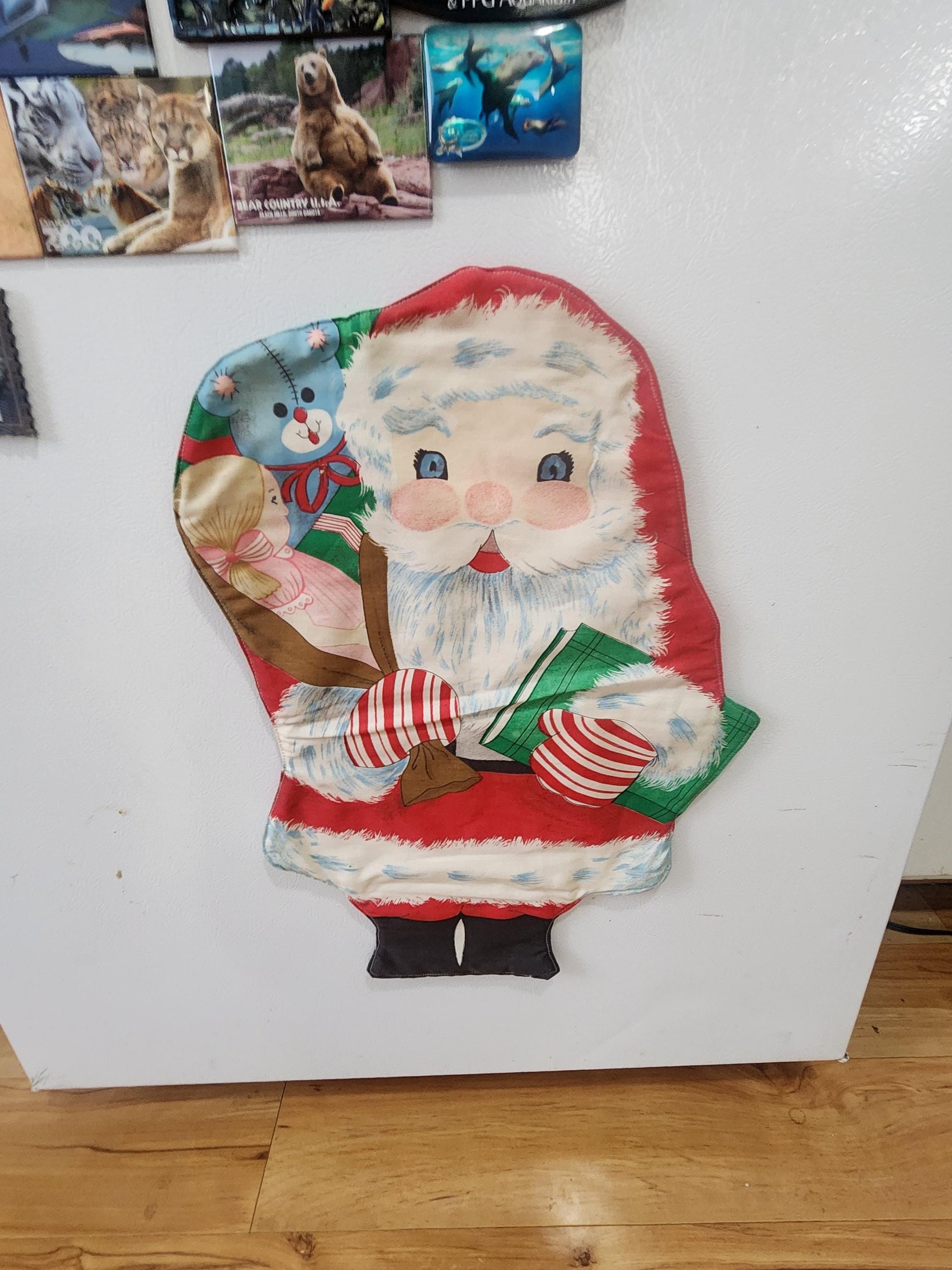 Vintage Santa Refrigerator Hangable Magnets Stocking Style Figure - Santa - Santa Decorations - Christmas - Christmas Decorations - Magnets