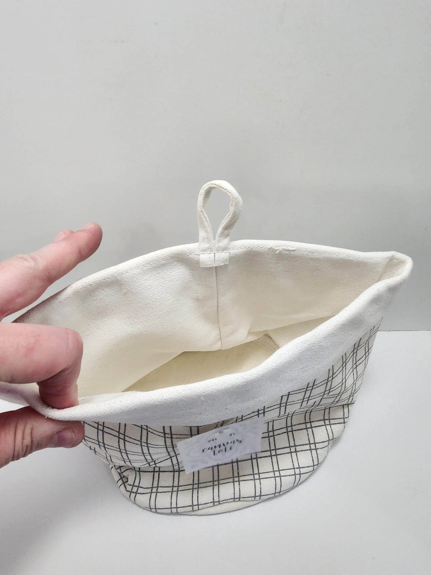 Canvas Tote With White & Black Grid Pattern - Canvas - Totes - Canvas Tote - Bag - Storage