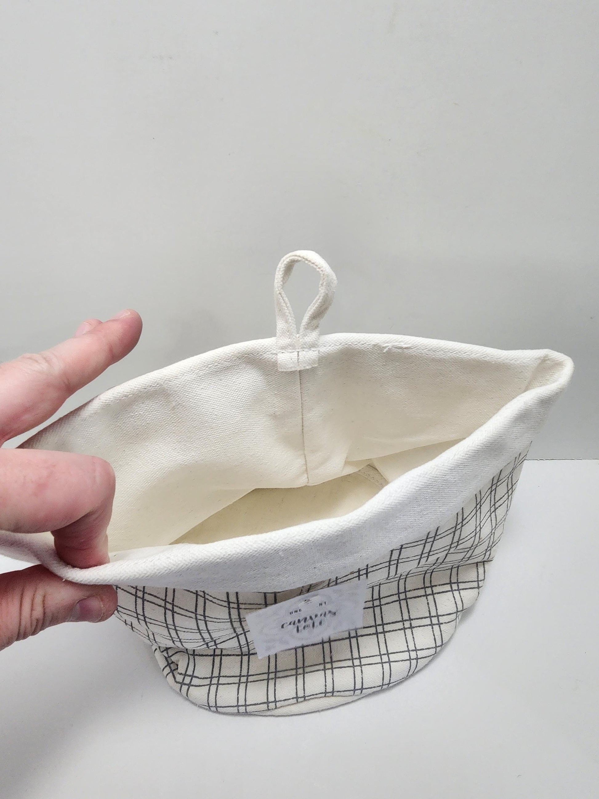 Canvas Tote With White & Black Grid Pattern - Canvas - Totes - Canvas Tote - Bag - Storage