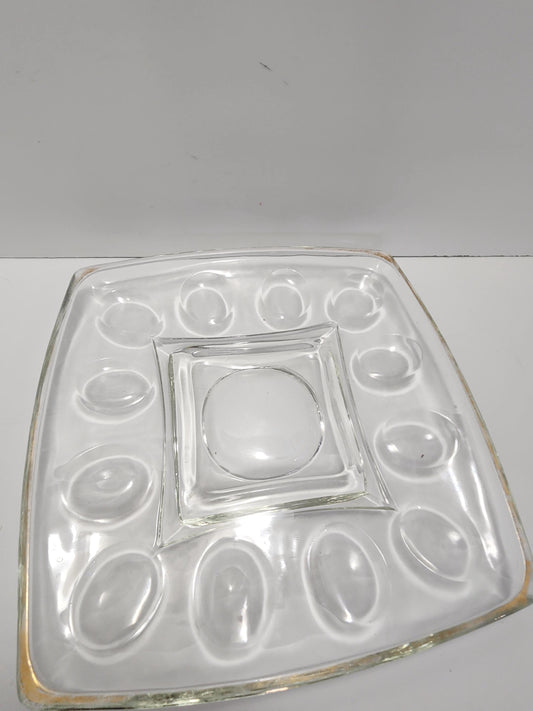 1980's Glass Egg Tray Serving Platter - Platters - Serving Tray - Serving Platters - Eggs - Egg Tray - Vintage Glass - Egg Serving Tray