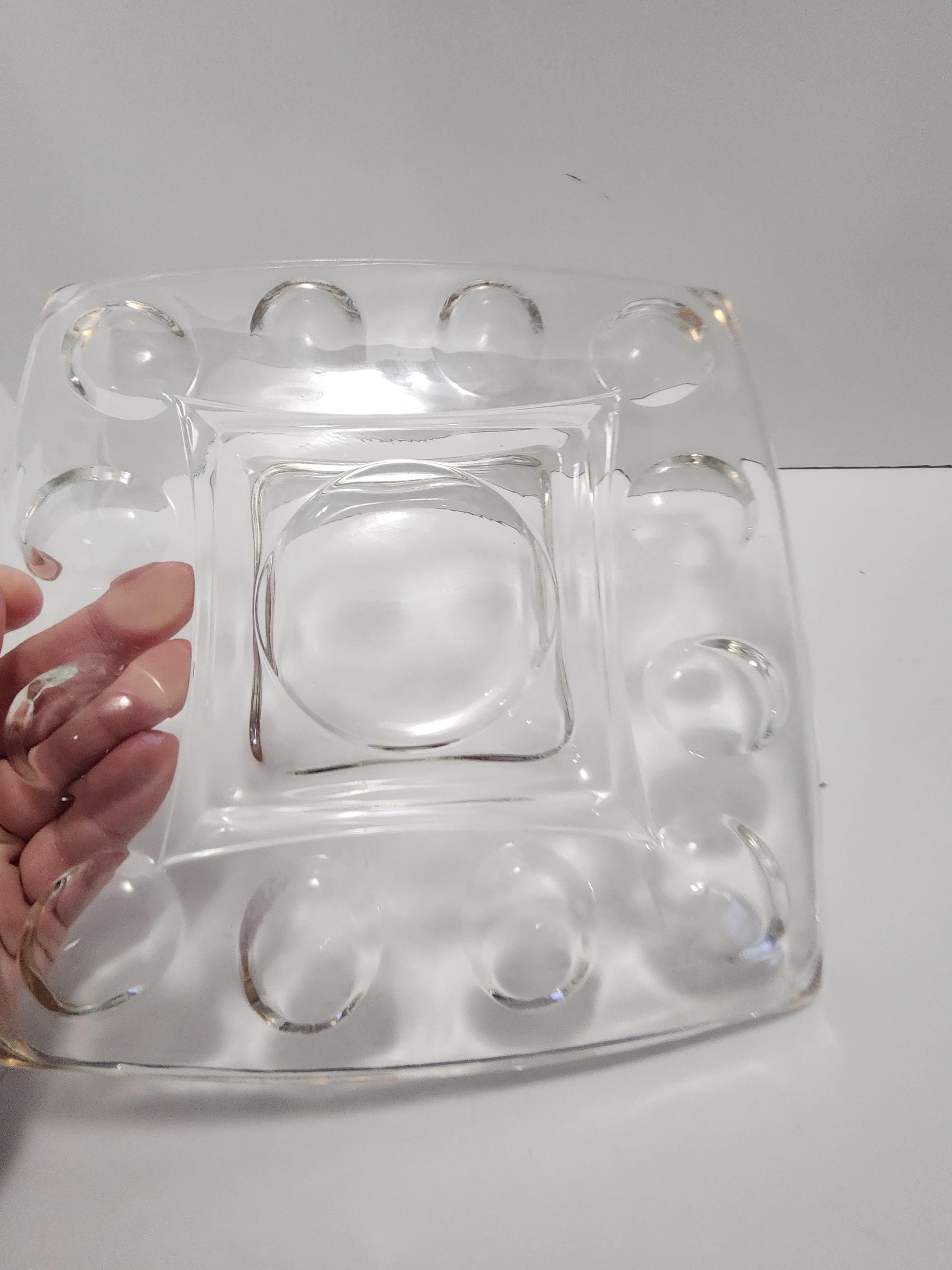 1980's Glass Egg Tray Serving Platter - Platters - Serving Tray - Serving Platters - Eggs - Egg Tray - Vintage Glass - Egg Serving Tray