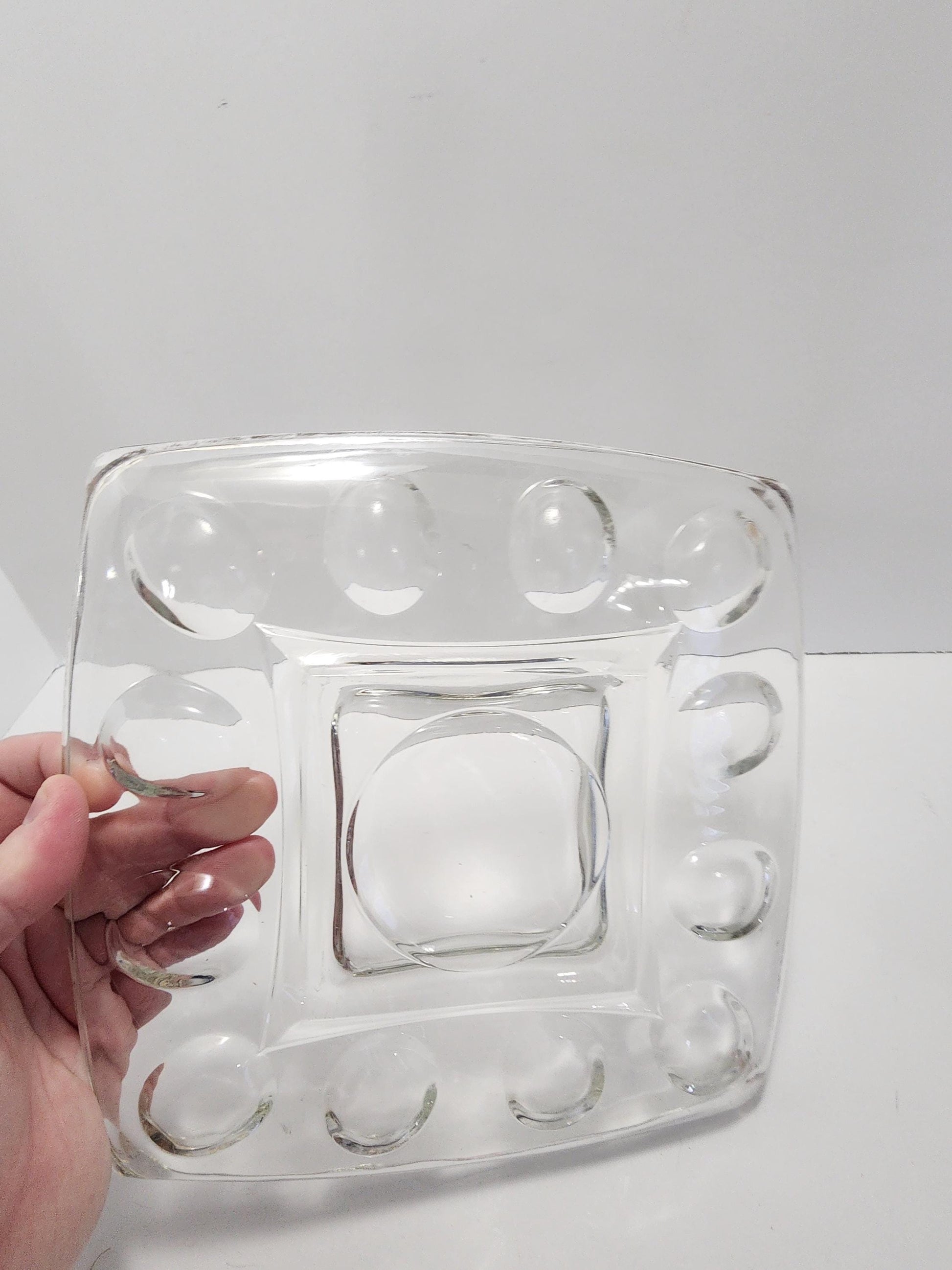 1980's Glass Egg Tray Serving Platter - Platters - Serving Tray - Serving Platters - Eggs - Egg Tray - Vintage Glass - Egg Serving Tray