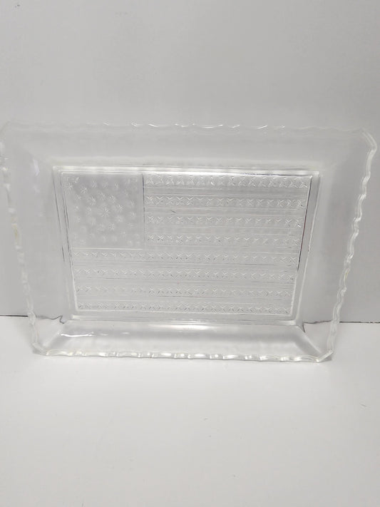 Vintage Colonial American Flag Glass Mold Serving Dish - American - American Flag - Glass - RARE - Colonial - Dish - Serving Tray