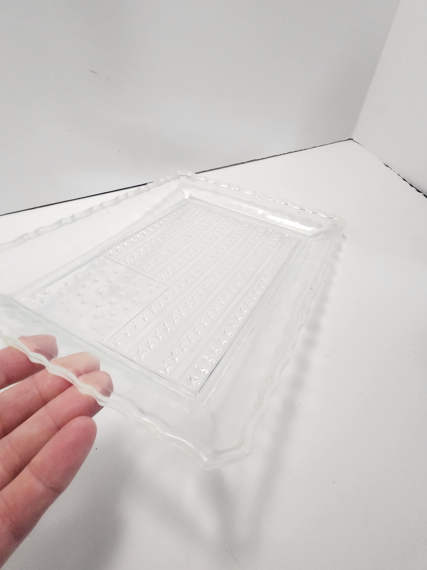 Vintage Colonial American Flag Glass Mold Serving Dish - American - American Flag - Glass - RARE - Colonial - Dish - Serving Tray