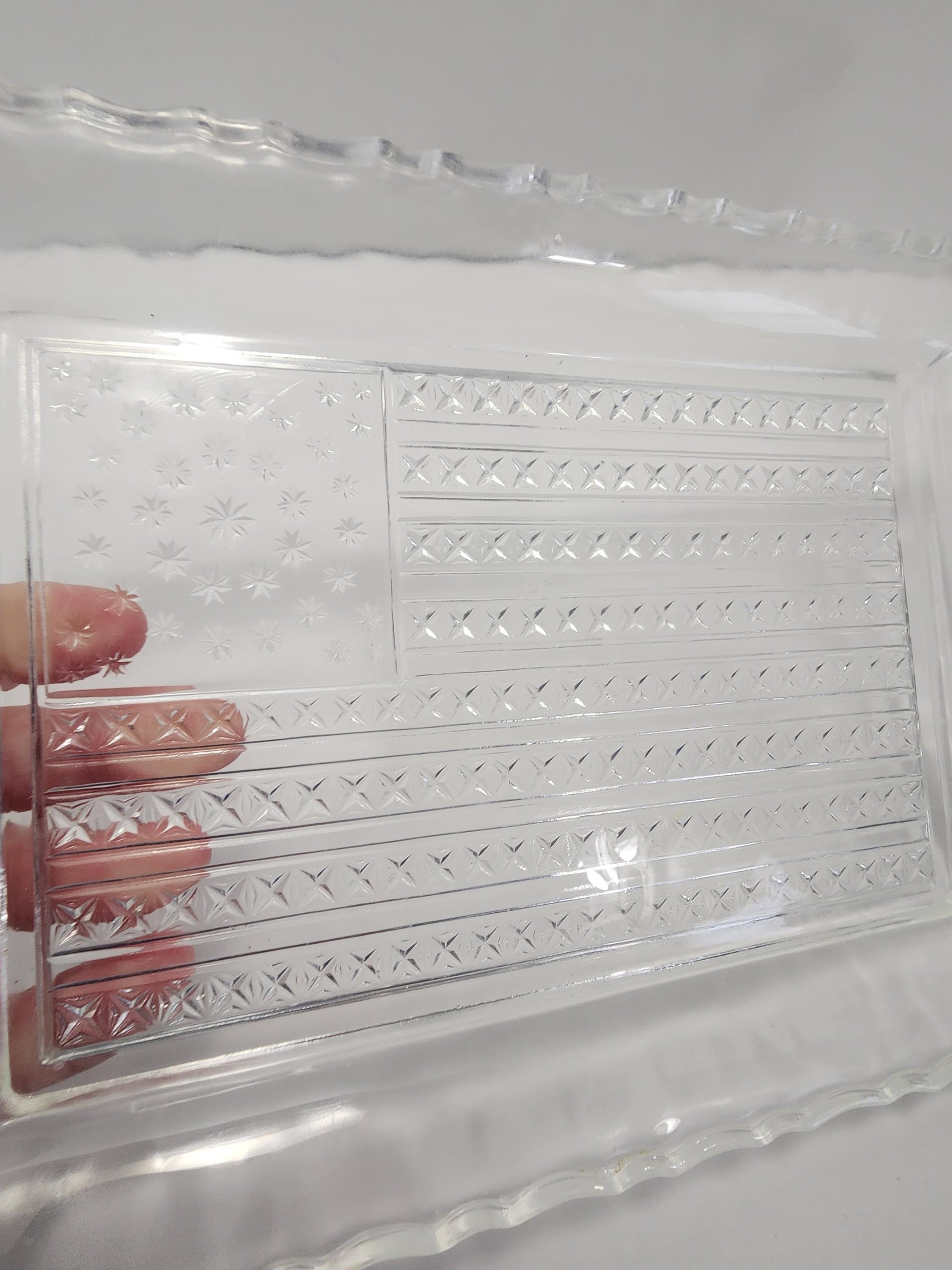 Vintage Colonial American Flag Glass Mold Serving Dish - American - American Flag - Glass - RARE - Colonial - Dish - Serving Tray