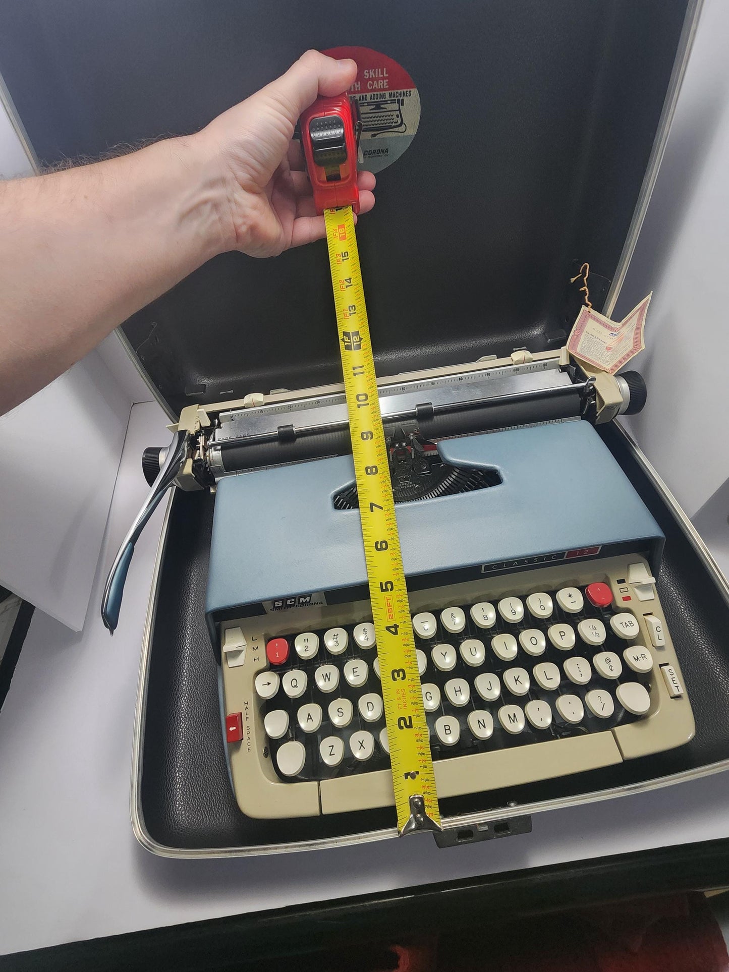 1966 Techno Blue Smith Corona Classic 12 Typewriter With Briefcase - Briefcase - Typewriter - Antiques - 1960's - Vintage Typewriter - Techn
