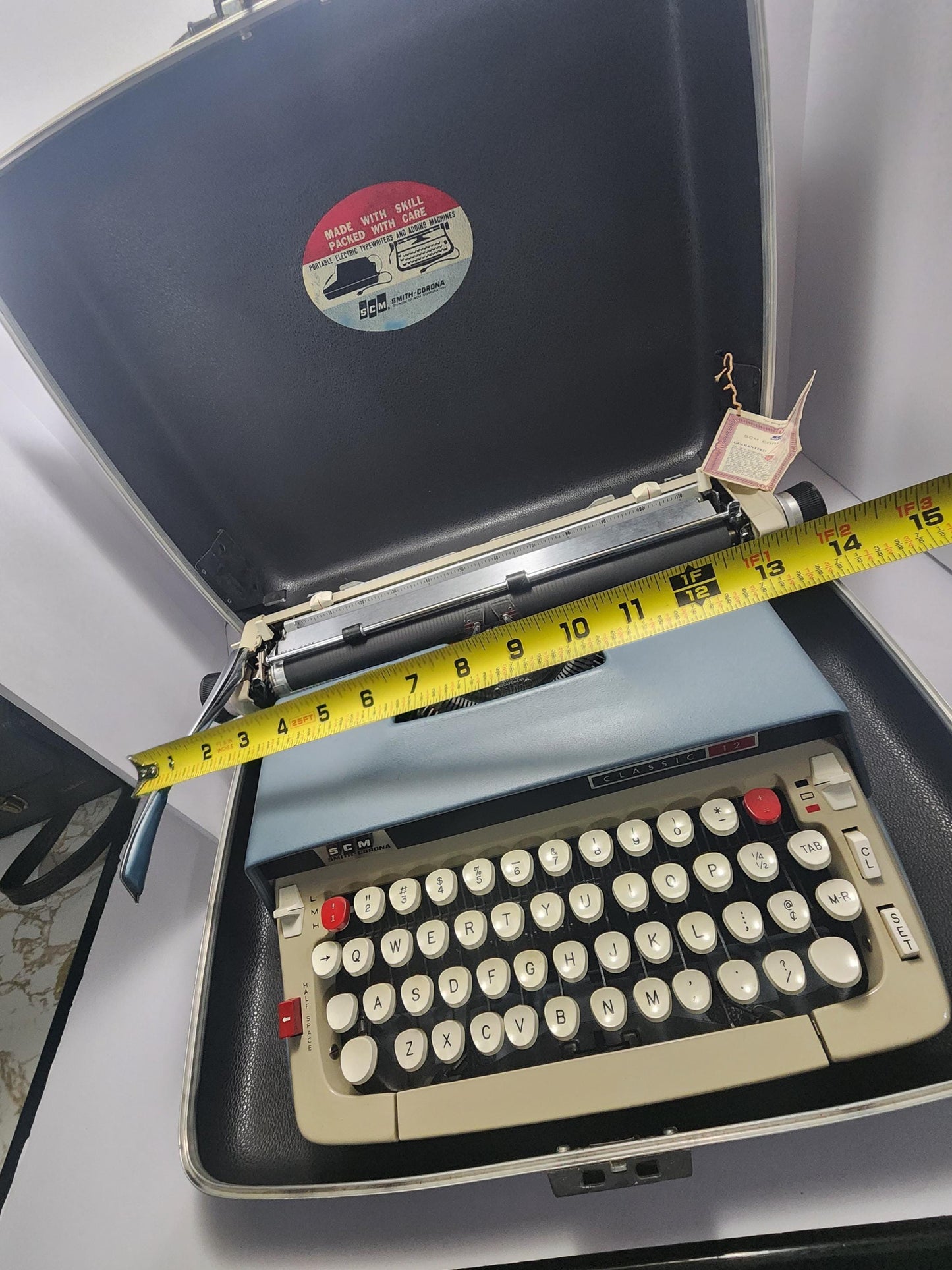 1966 Techno Blue Smith Corona Classic 12 Typewriter With Briefcase - Briefcase - Typewriter - Antiques - 1960's - Vintage Typewriter - Techn