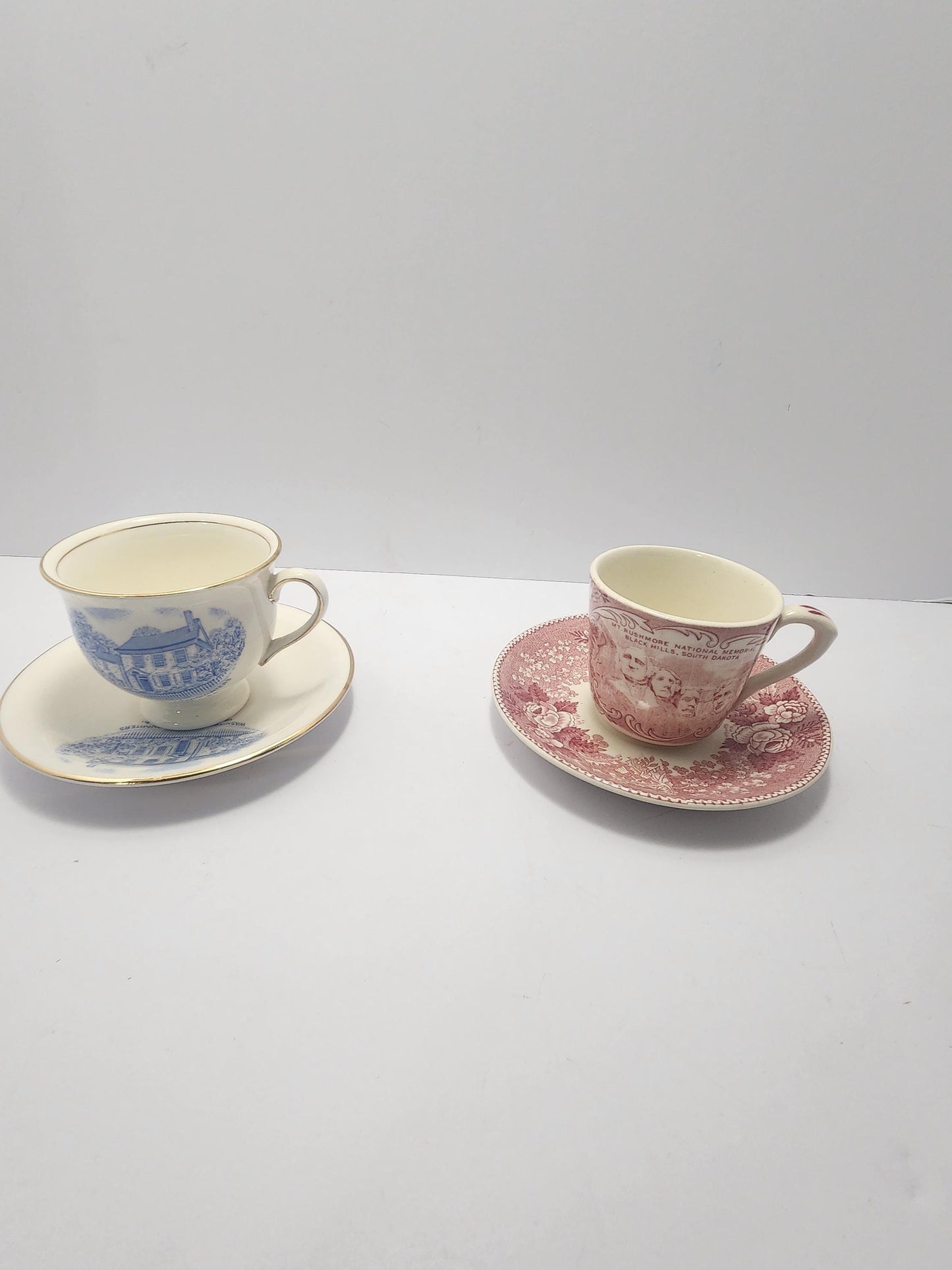Old English Royal England Cup & Saucers Presidential Vintage Editions - Valley Forge - Washington Headquarters - Mt Rushmore - Tea - Saucer