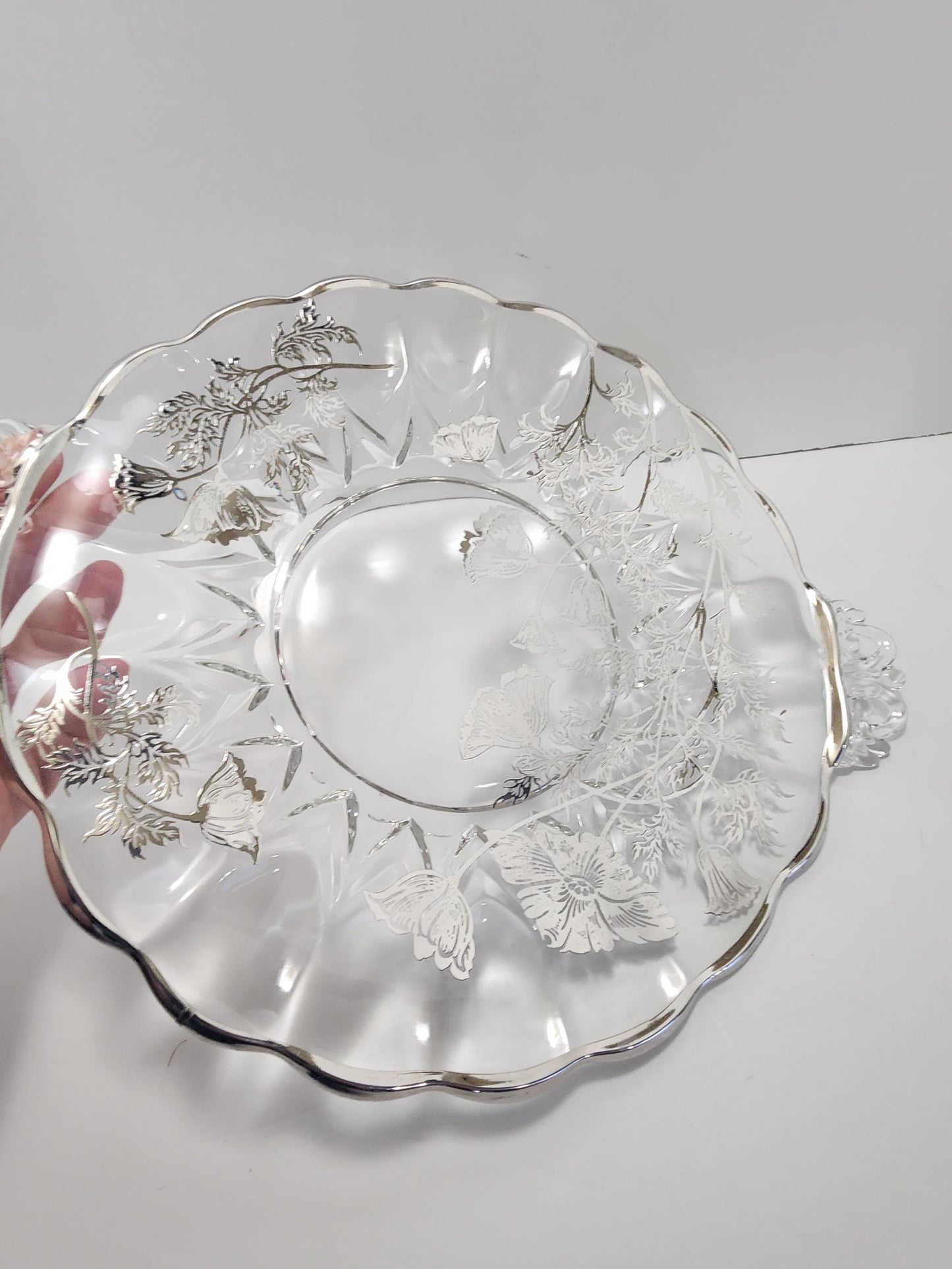 Vintage Silver City Flanders Poppy Sterling Silver Overlay Crystal Serving Dish - Silver City - Flanders Poppy - Crystal - Serving Dish