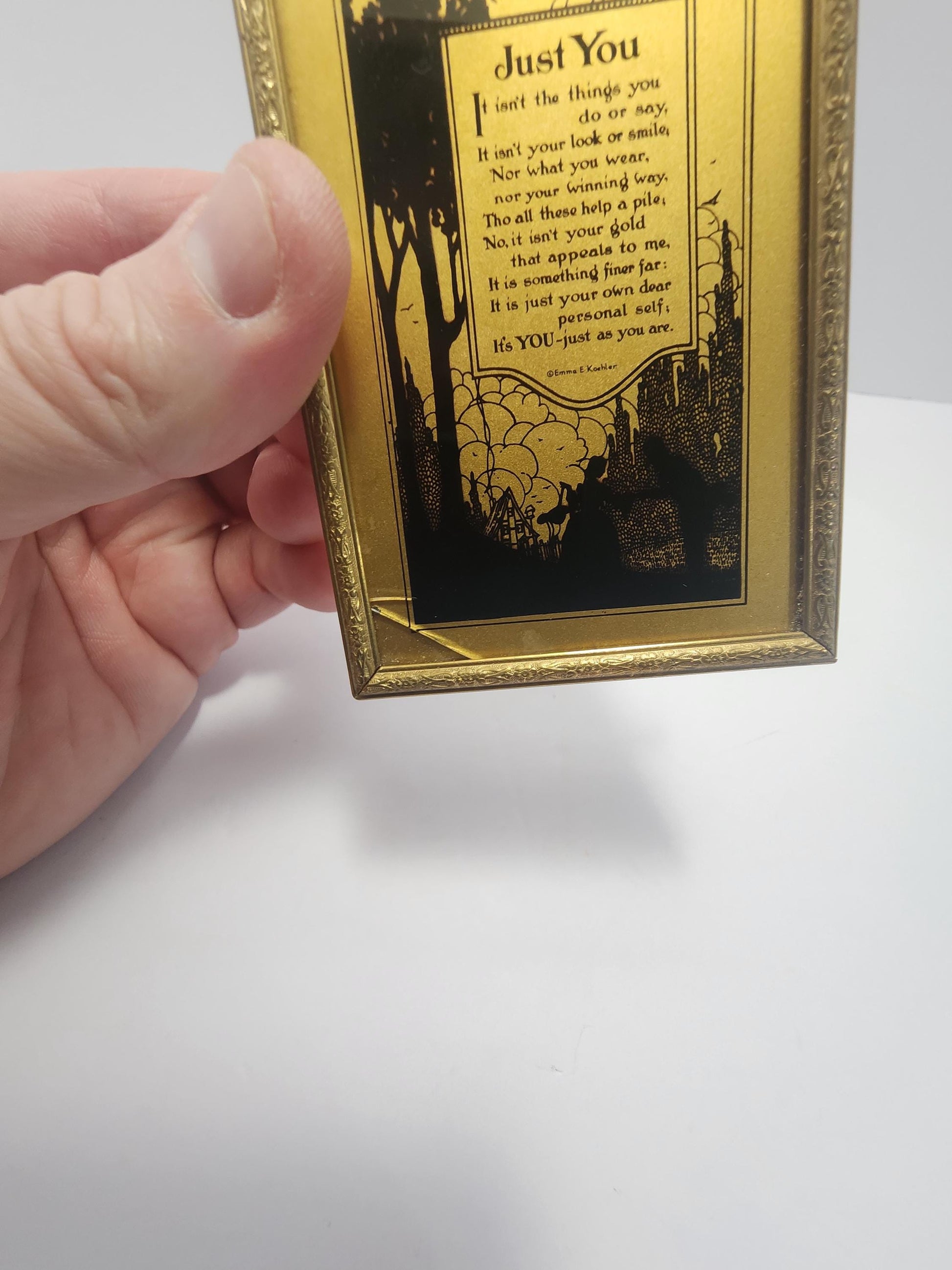 Vintage Art Deco Framed Print & Mirror by Emma E. Koehler, Titled "Just You" - 1930's - Poems - Vintage Poems - Mirror - Emma Koehler