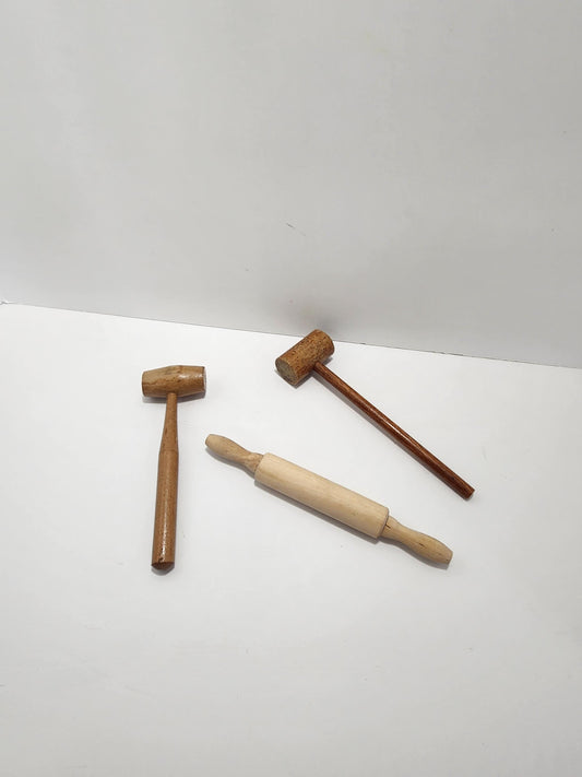 Antique Minature Wooden Kitchen Utensils - Meat Hammer - Wooden - Kitchen - Antiques - Kitchen Mallet - Kitchen Untensils - Antique Kitchen