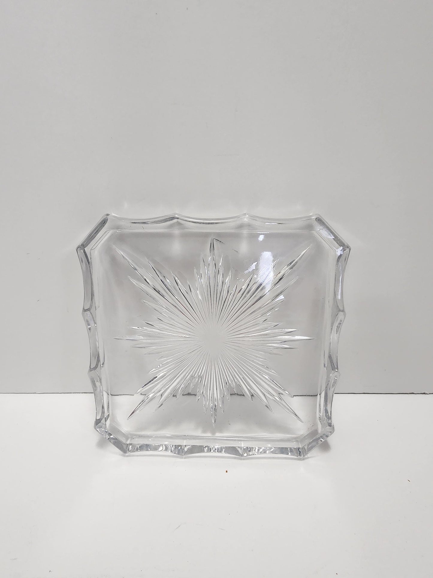 Mid Century Serving Glass Plate With Starburst Sign - Serving - Plates - Mid Century - Vintage Glass - Star Pattern - Starburst - Glass