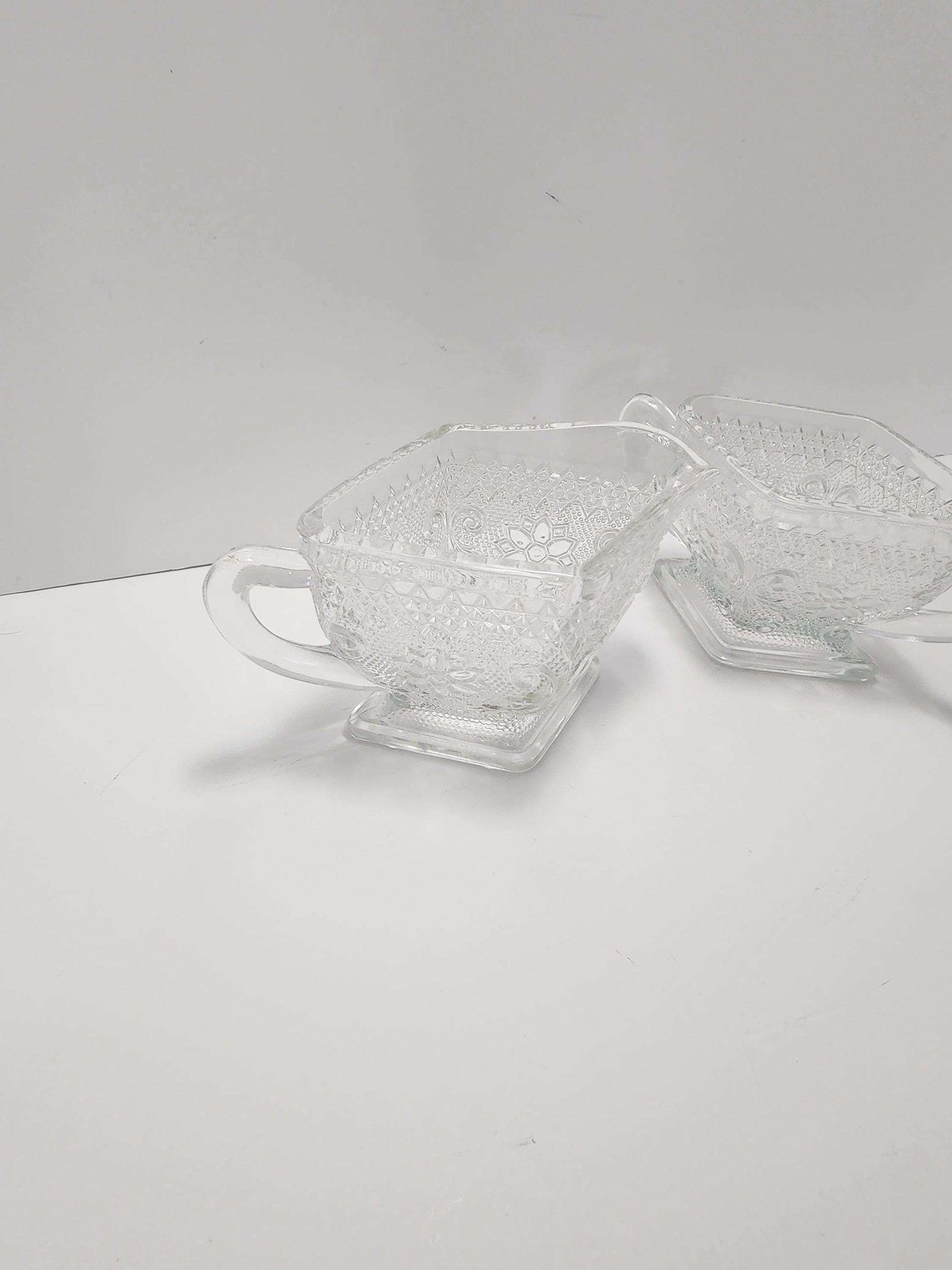 1980's Indiana Glass Tiara Pattern Creamer Glasses SET Of 2 - Indiana Glass - Creamer - Coffee - Tiara Glass - Glass - 1980's