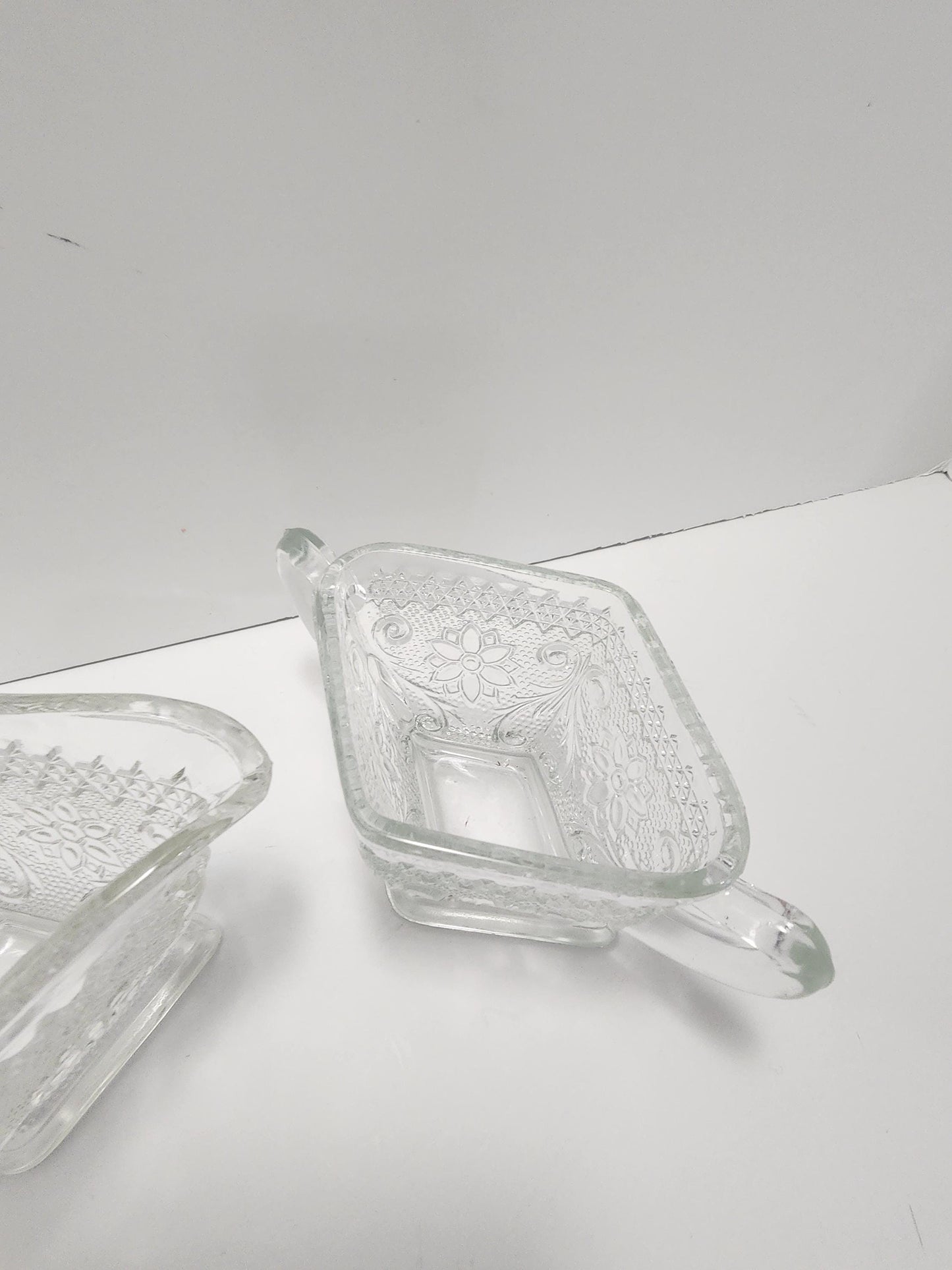 1980's Indiana Glass Tiara Pattern Creamer Glasses SET Of 2 - Indiana Glass - Creamer - Coffee - Tiara Glass - Glass - 1980's