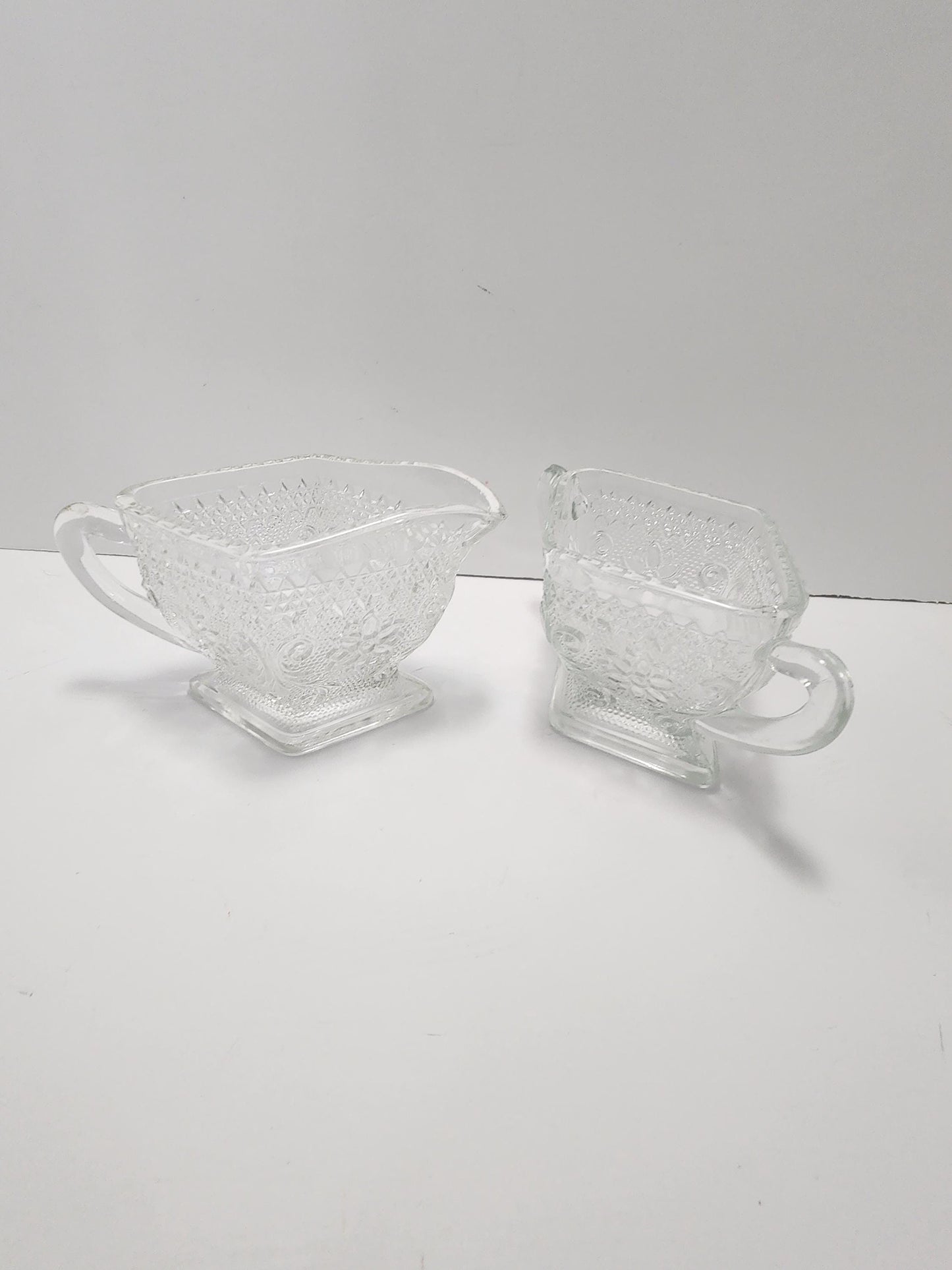 1980's Indiana Glass Tiara Pattern Creamer Glasses SET Of 2 - Indiana Glass - Creamer - Coffee - Tiara Glass - Glass - 1980's
