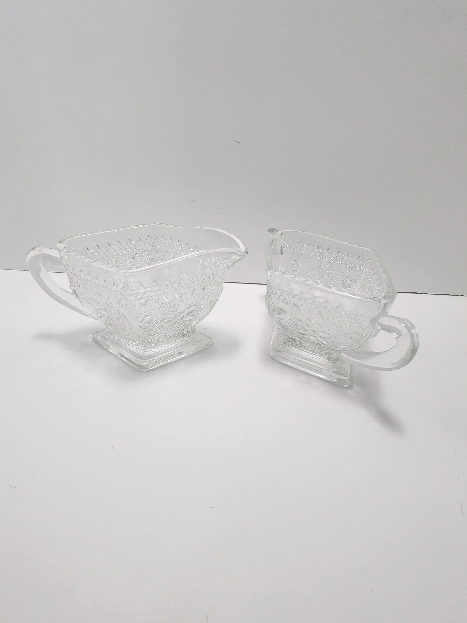 1980's Indiana Glass Tiara Pattern Creamer Glasses SET Of 2 - Indiana Glass - Creamer - Coffee - Tiara Glass - Glass - 1980's