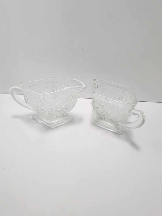 1980's Indiana Glass Tiara Pattern Creamer Glasses SET Of 2 - Indiana Glass - Creamer - Coffee - Tiara Glass - Glass - 1980's