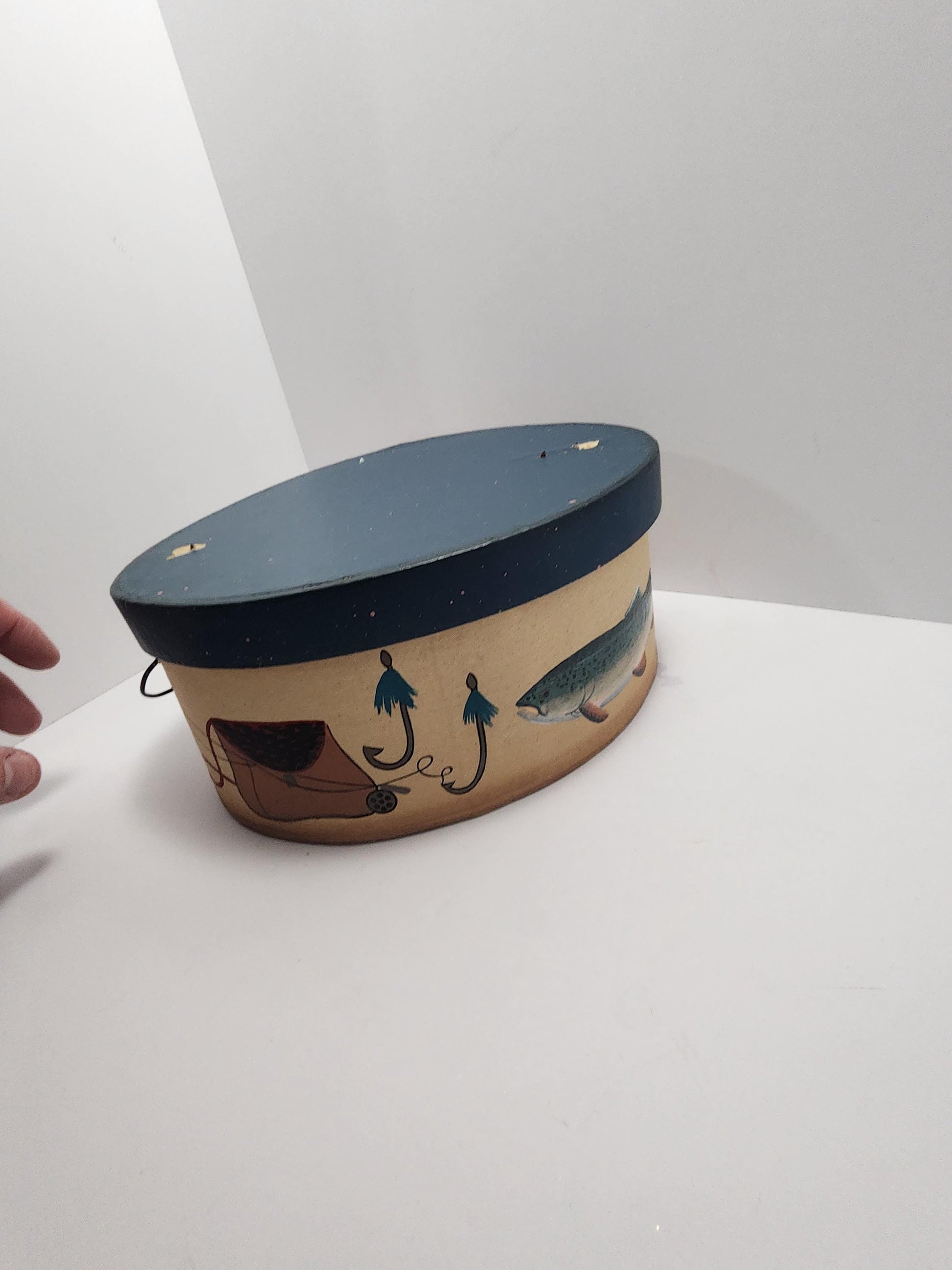 Vintage Moutain Trout Fishing Little Basket - Tacklebox - Fish - Fishing - Fish Decor - Mountains - Streams - Trout - Trout Fishing