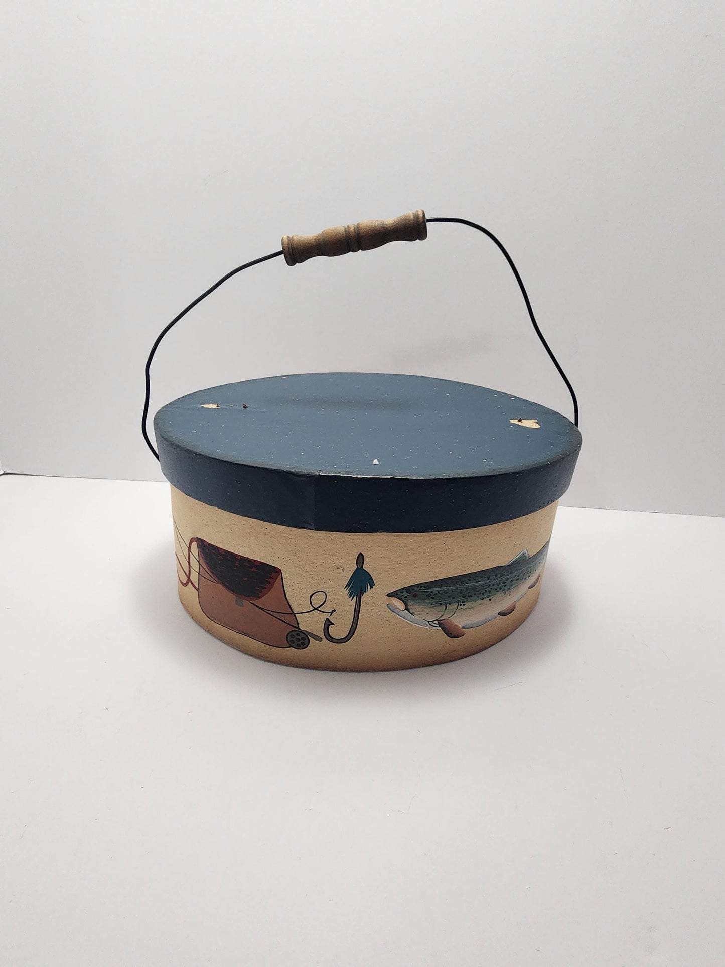 Vintage Moutain Trout Fishing Little Basket - Tacklebox - Fish - Fishing - Fish Decor - Mountains - Streams - Trout - Trout Fishing