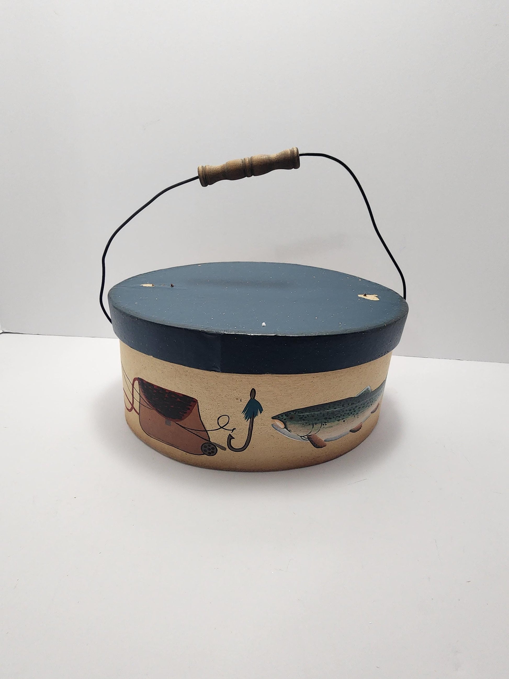 Vintage Moutain Trout Fishing Little Basket - Tacklebox - Fish - Fishing - Fish Decor - Mountains - Streams - Trout - Trout Fishing