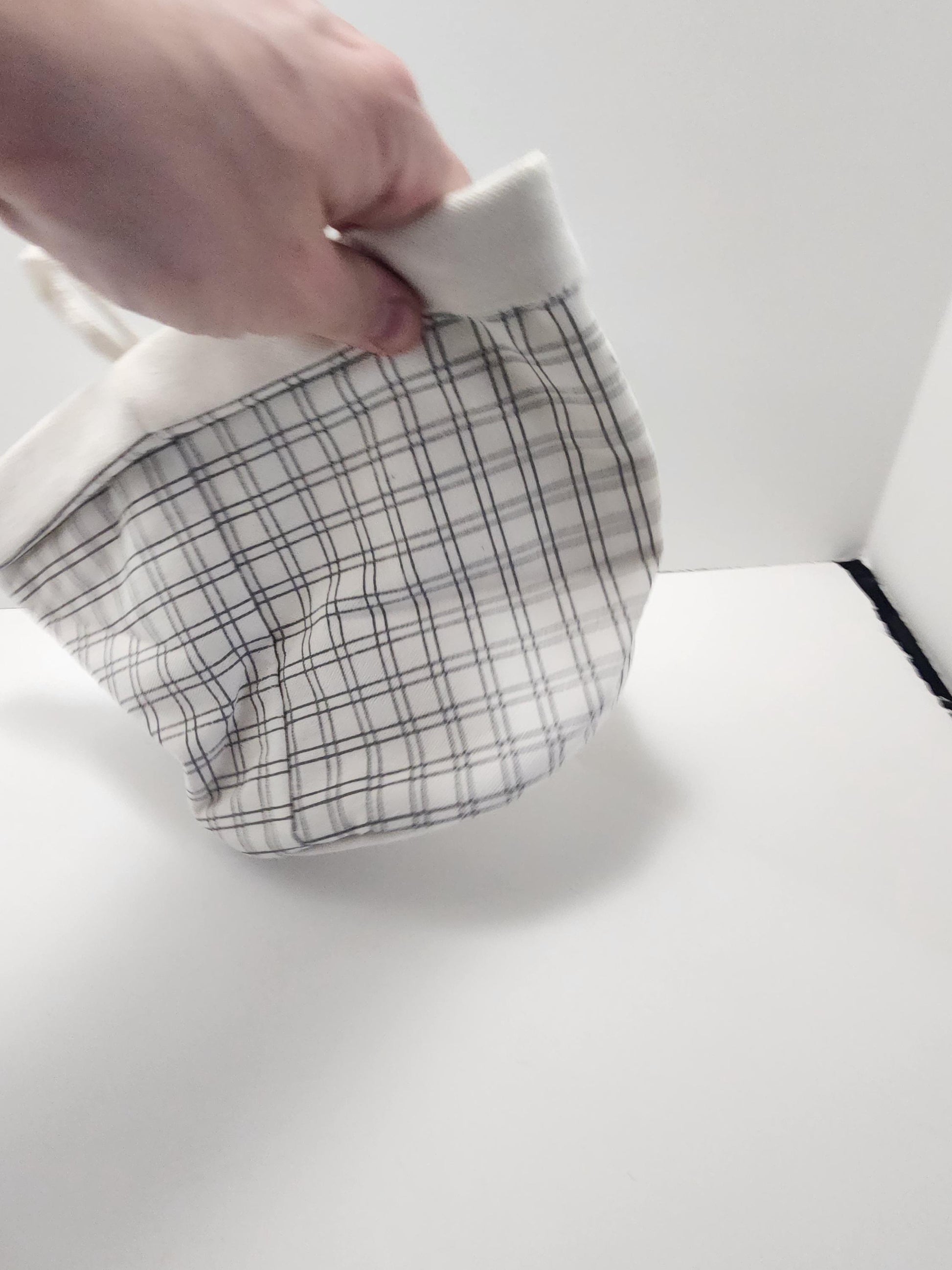 Canvas Tote With White & Black Grid Pattern - Canvas - Totes - Canvas Tote - Bag - Storage