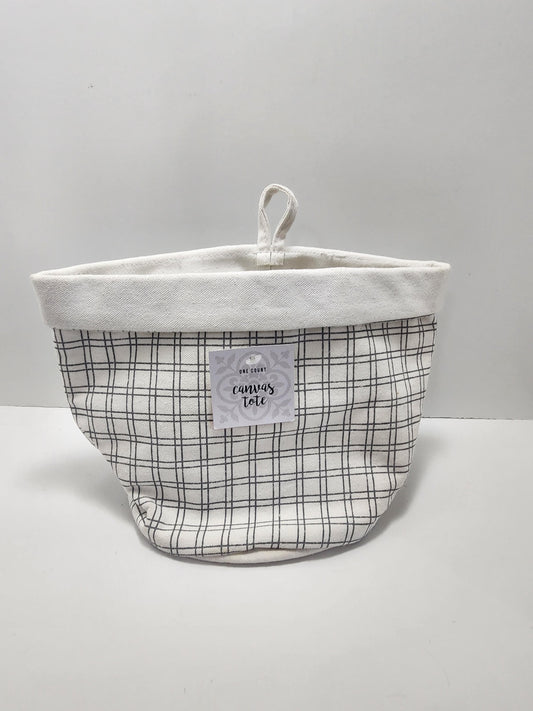 Canvas Tote With White & Black Grid Pattern - Canvas - Totes - Canvas Tote - Bag - Storage